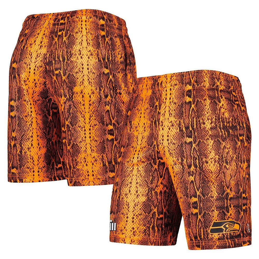 Men's New Era Orange Seattle Seahawks Summer Pop Shorts,  Product Image