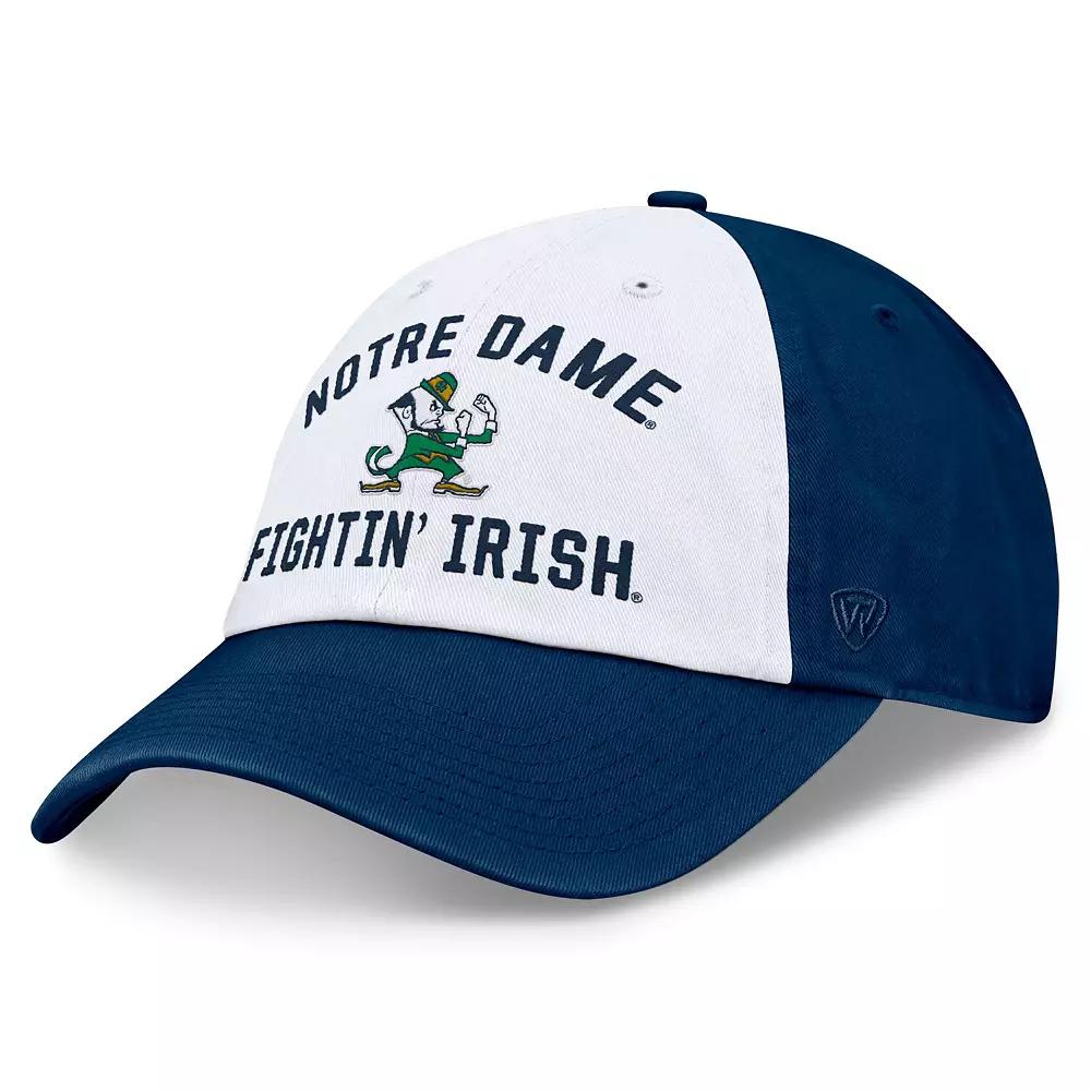 Men's Top of the World White/Navy Notre Dame Fighting Irish Heritage Weston Adjustable Hat Product Image