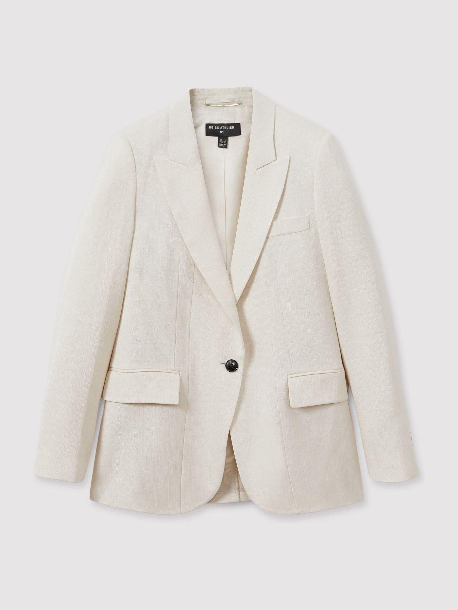 Atelier Single-Breasted Suit Jacket with Virgin Wool in Ivory Product Image