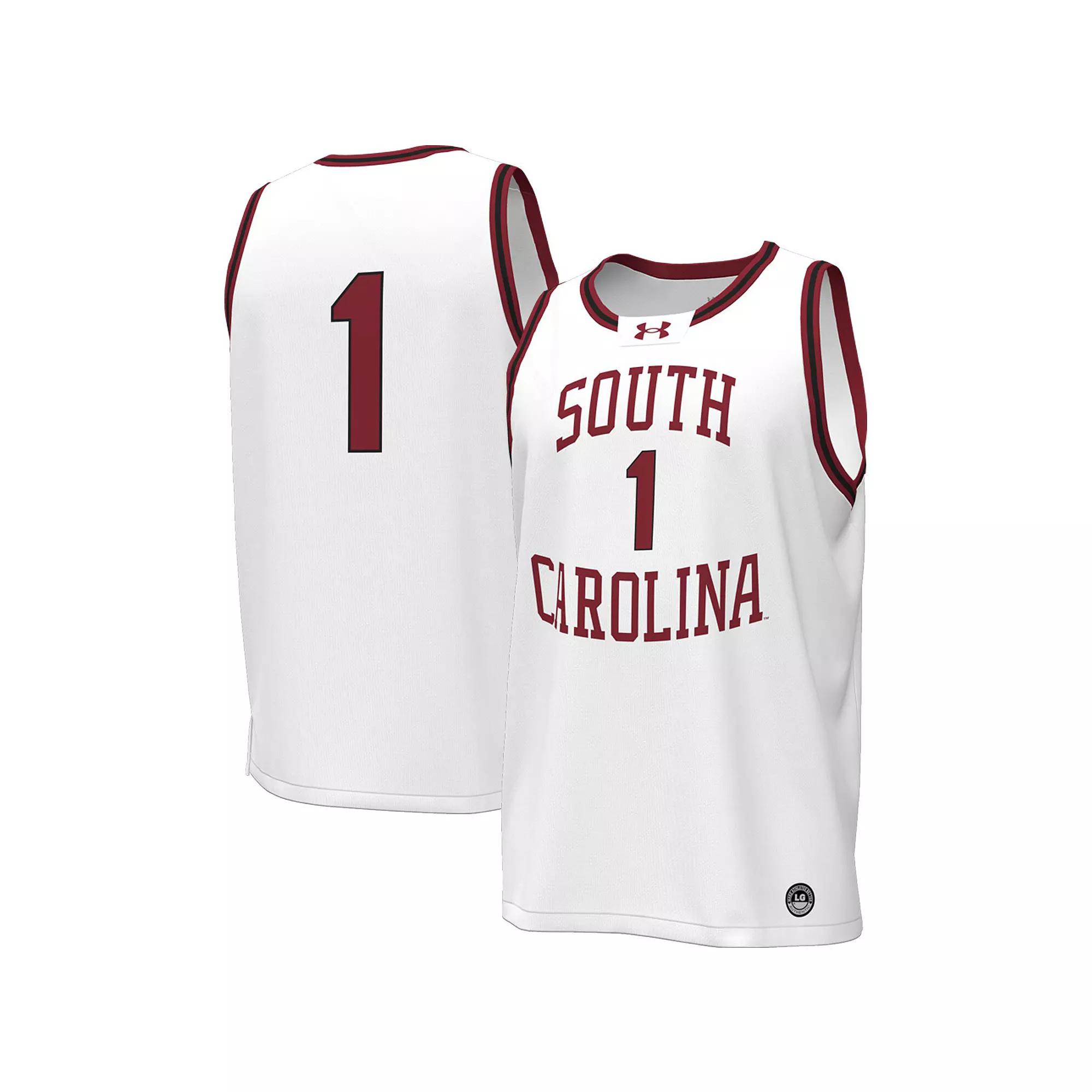 Men's Under Armour #1 White South Carolina Gamecocks Throwback Replica Basketball Jersey,  Product Image
