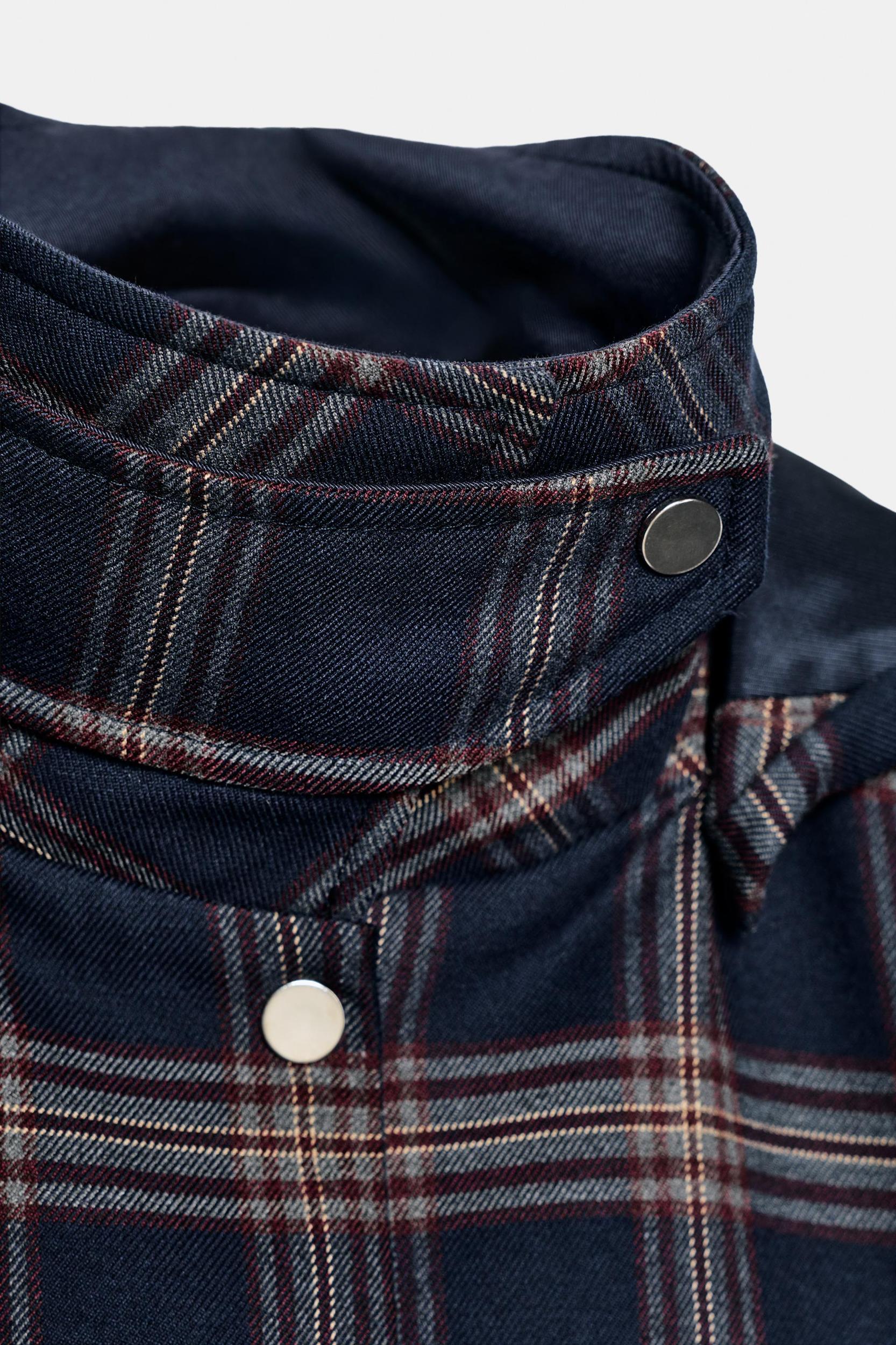 PLAID HOODED PUFFER JACKET Product Image