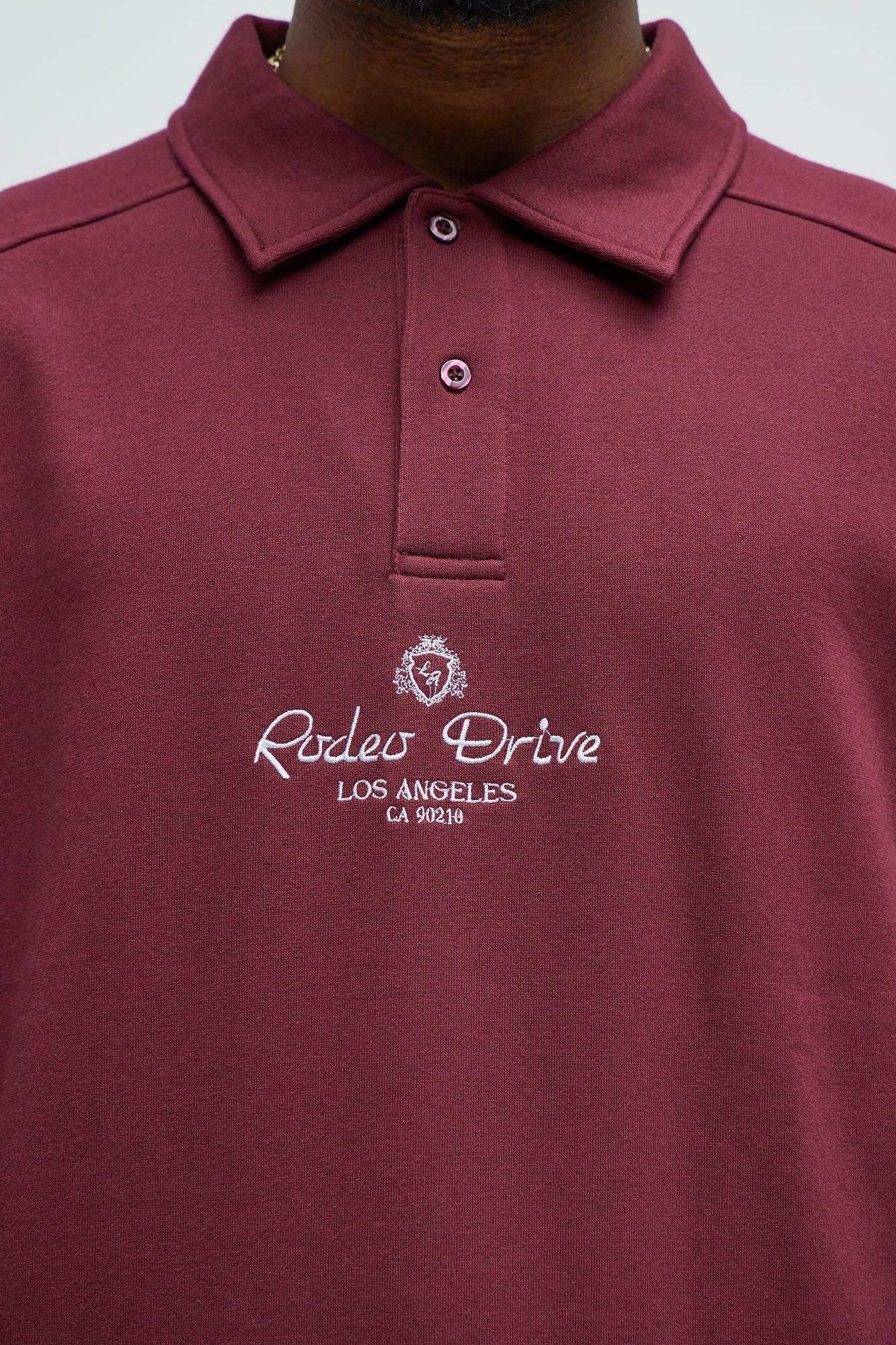 Rodeo Drive LA Collar Sweatshirt - Burgundy Product Image