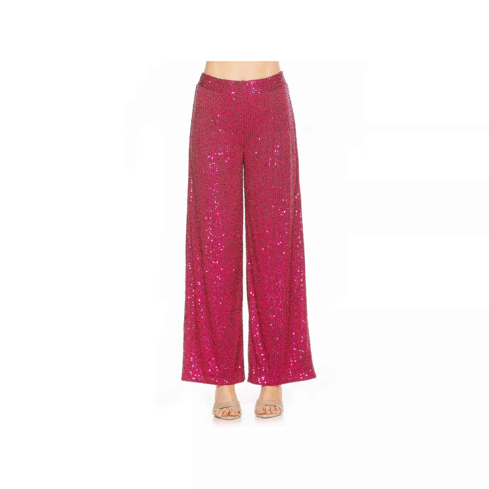 Women's ALEXIA ADMOR Wide-Leg Sequin Pants,  Product Image