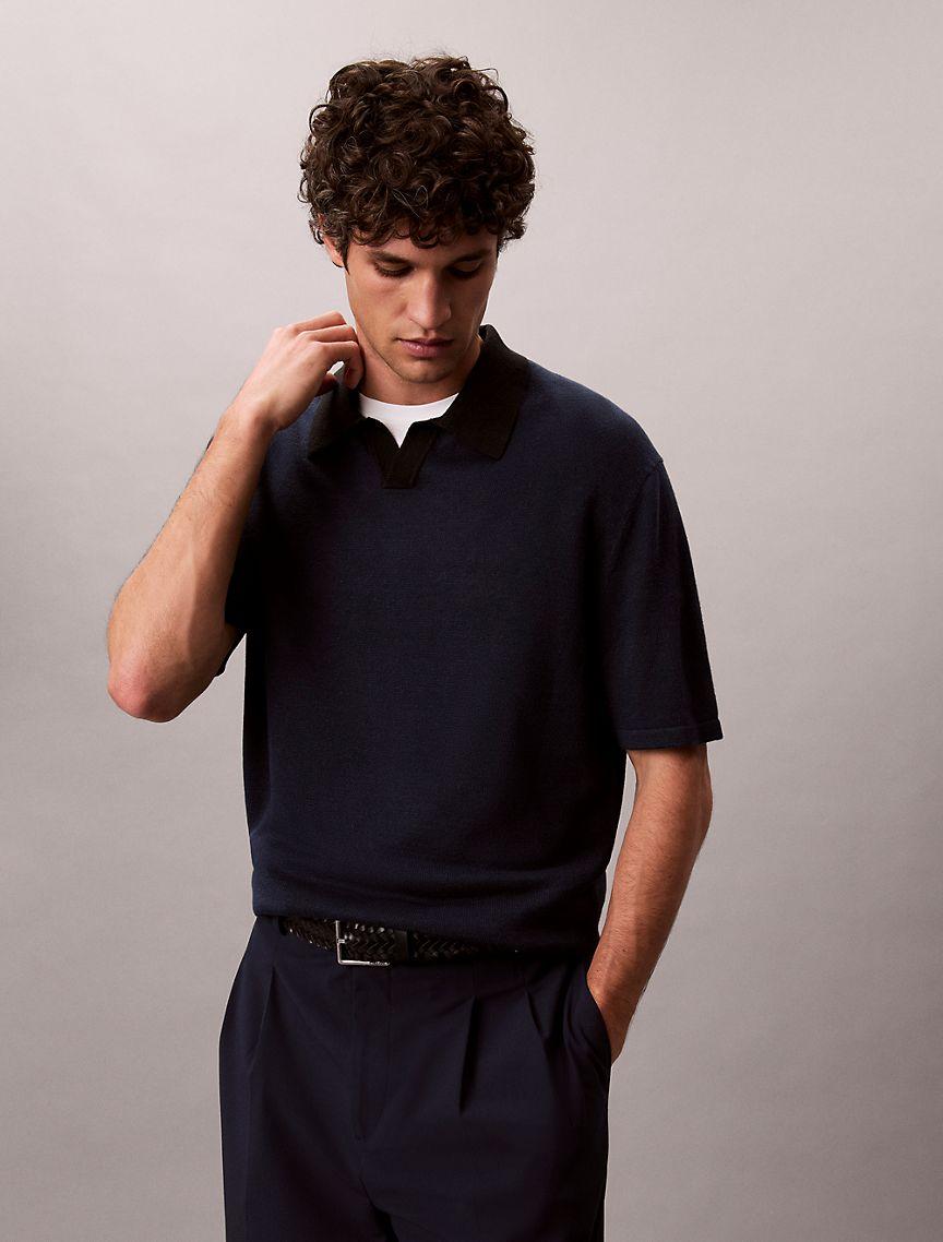 Linen Blend Polo Sweater Product Image