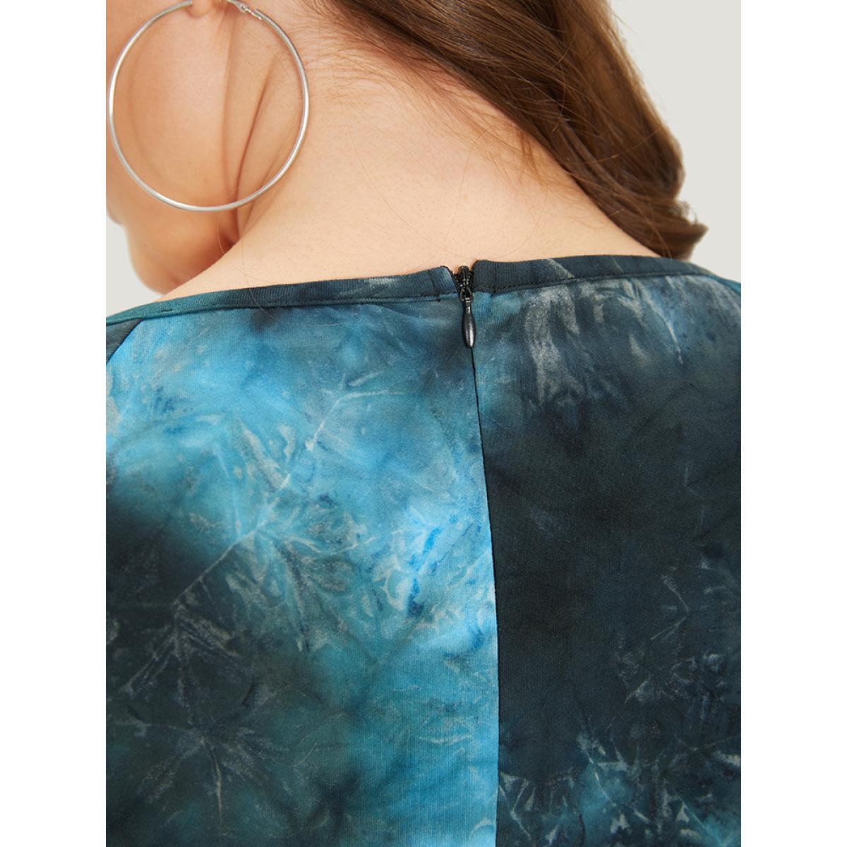 Plus Size Multicolor Tie Dye Button Up Ties Raglan Sleeve Jumpsuit Women Casual Short sleeve Round Neck Dailywear Loose Jumpsuits BloomChic 18-20/2X Product Image