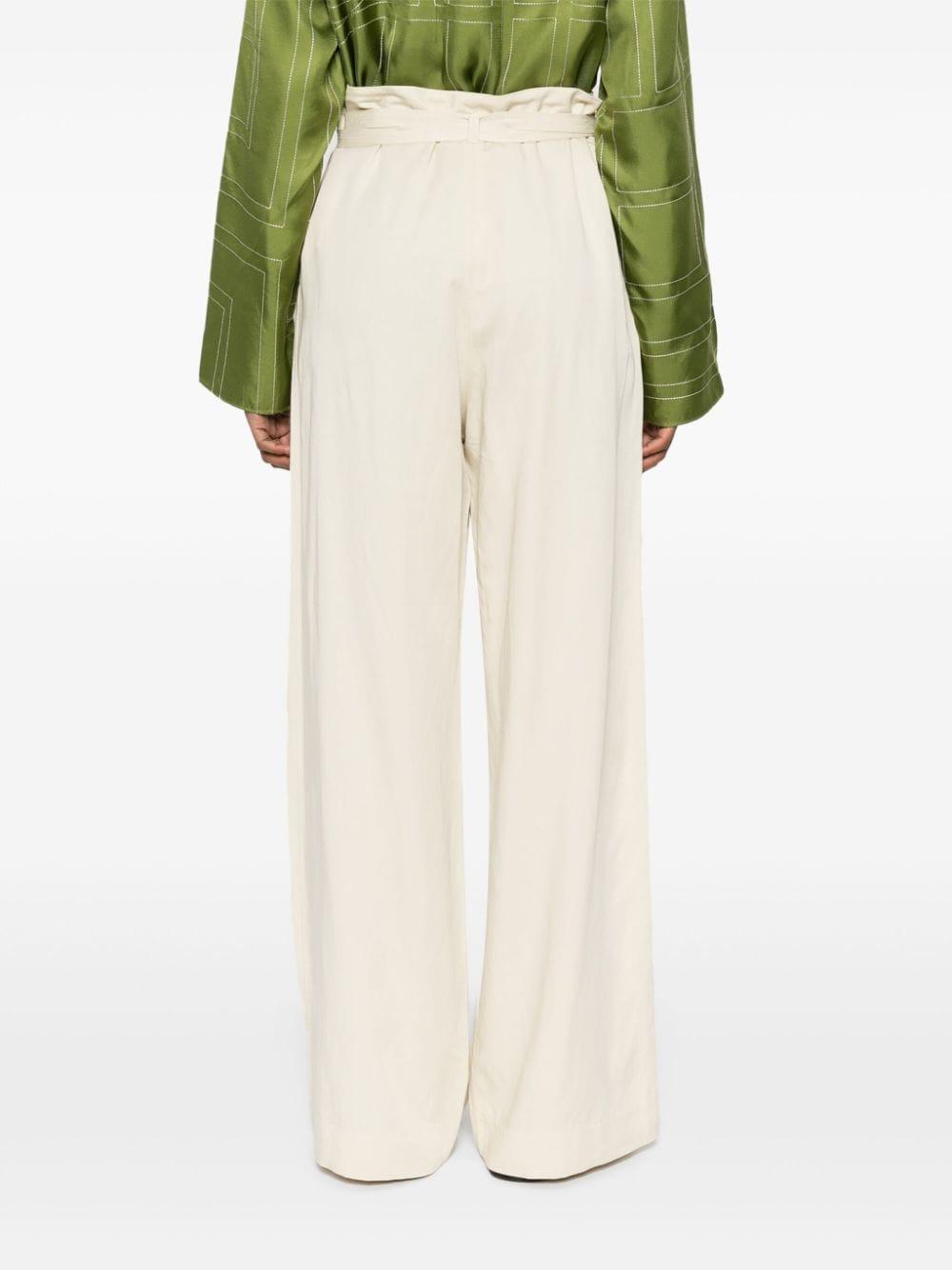 belted-waist flared trousers  Product Image