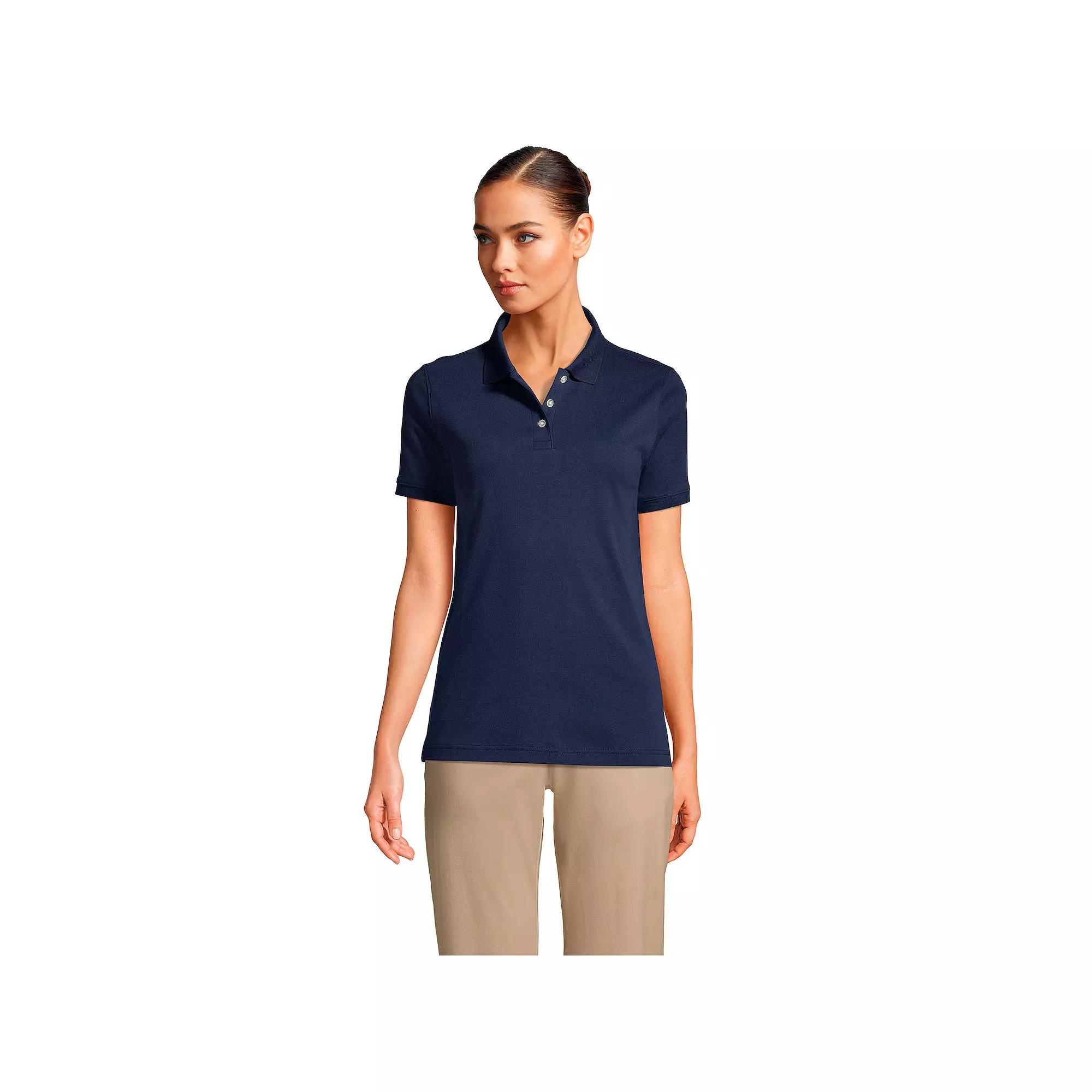 Women's Tall Lands' End School Uniform Short Sleeve Interlock Polo,  Product Image