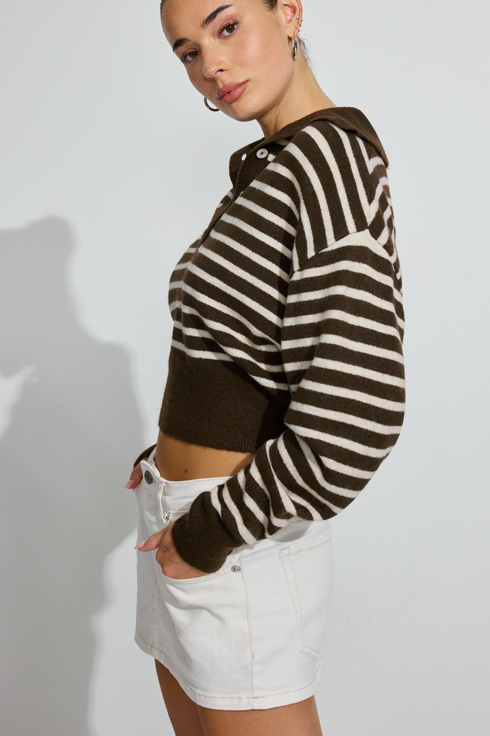 Long Sleeve Spongy Henley Sweater Product Image