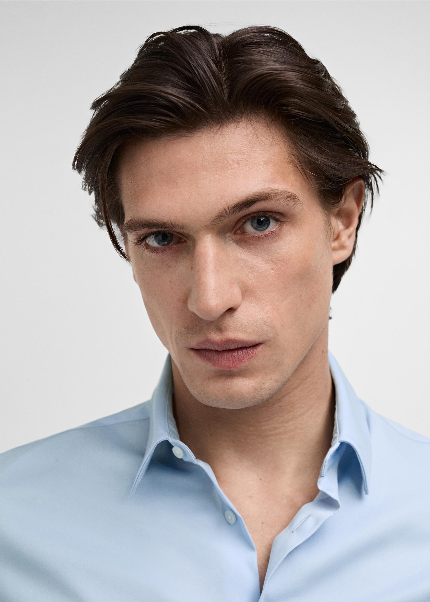 Slim fit cotton suit shirt - Men | MANGO USA Product Image