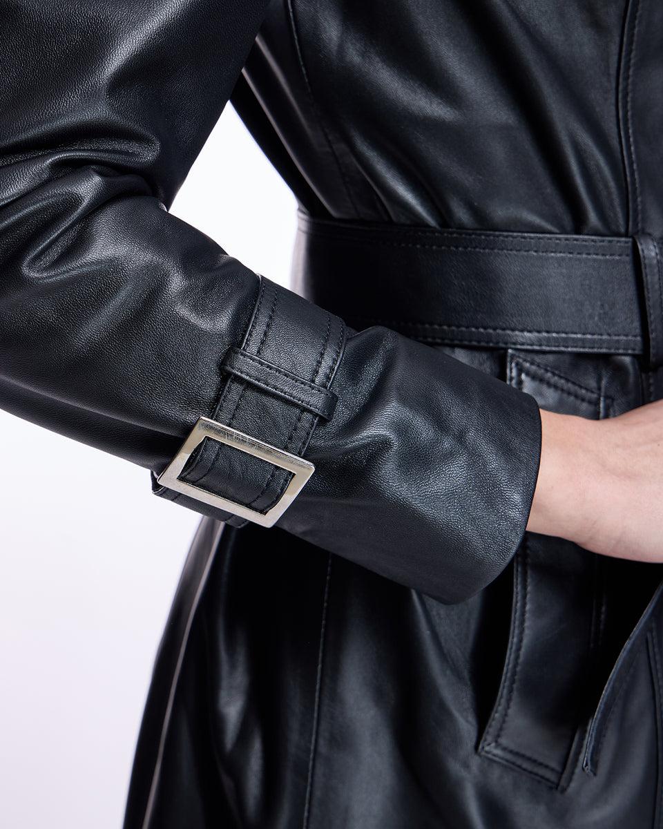 Julia and Stella by Maximilian Belted Leather Coat -Max Product Image
