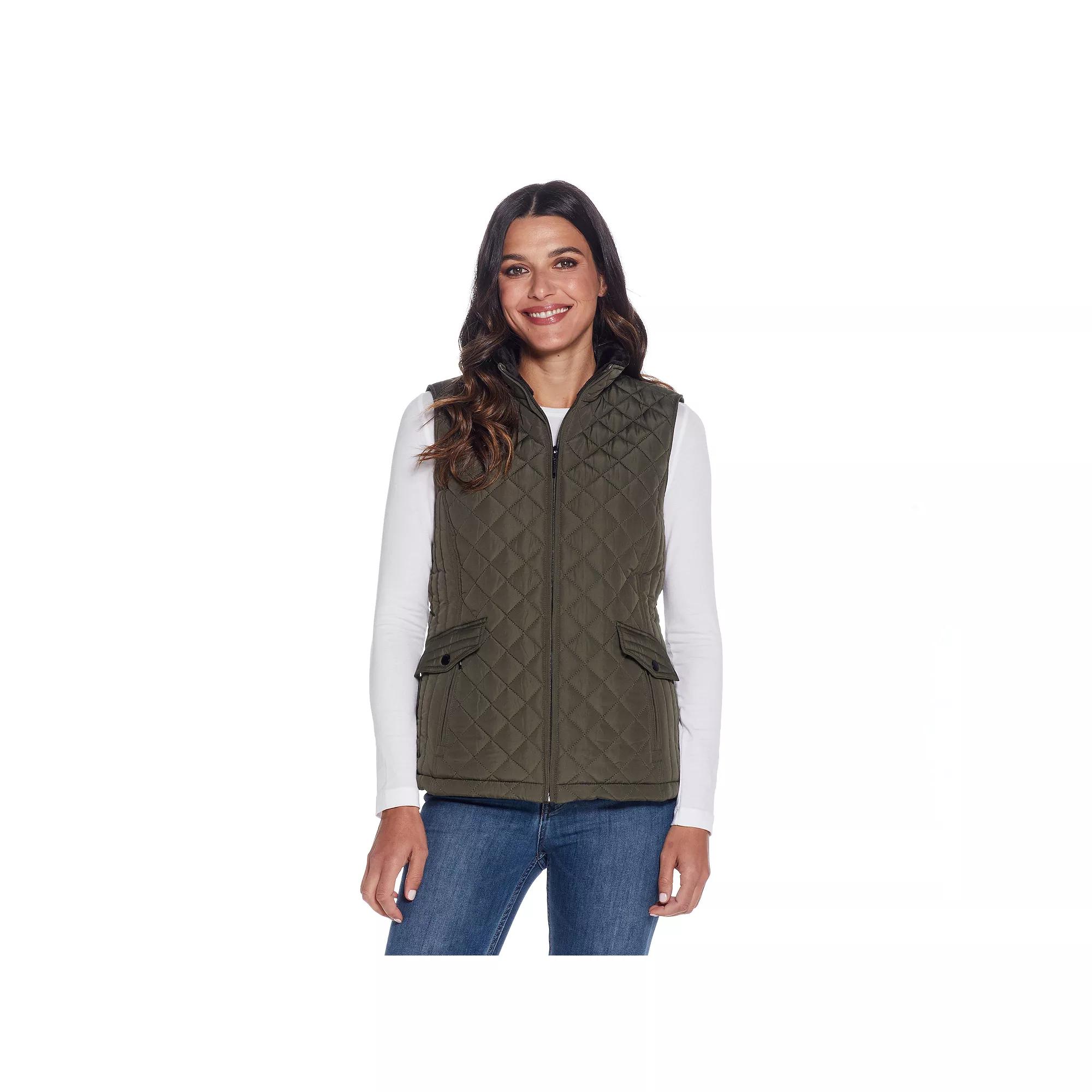 Women's Weathercast Plush Lined Quilted Vest, Size: Small, Black Product Image