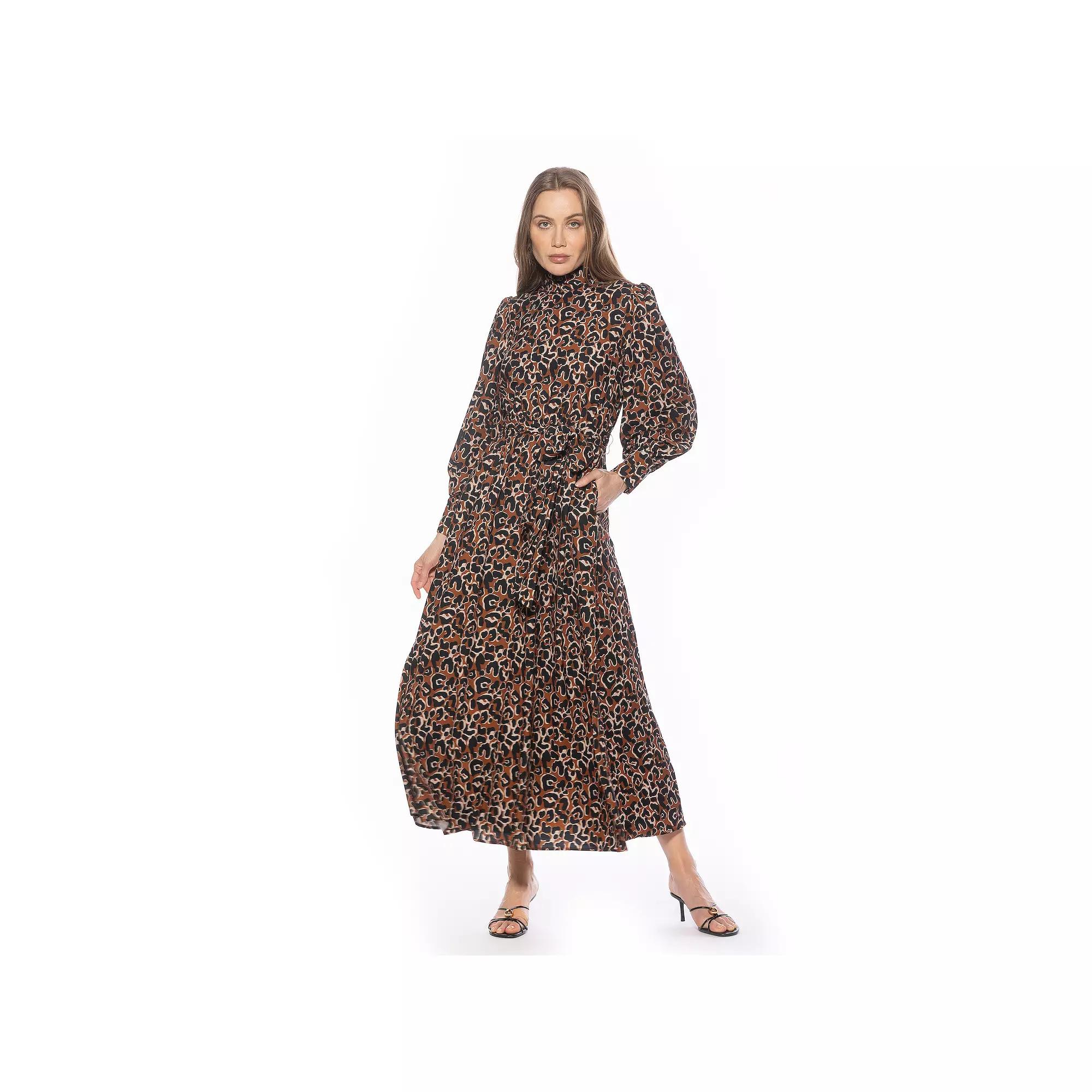 Women's ALEXIA ADMOR Isaliah Mockneck Blouson Sleeve Maxi Dress,  Product Image