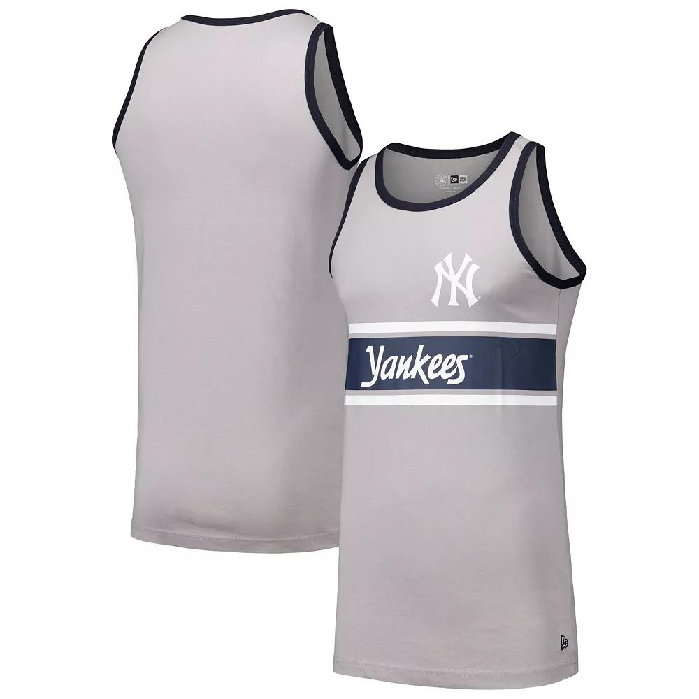 Men's New Era Gray New York Yankees Jersey Ringer Tank Top, Size: Medium, Grey Product Image