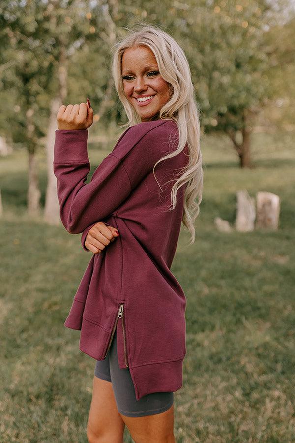 Central Park Stroll Oversized Sweatshirt in Maroon Product Image