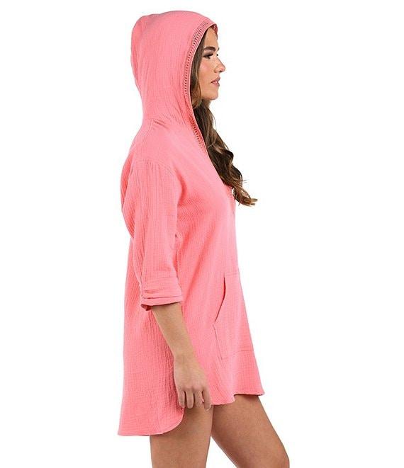 La Blanca Seaside Covers Cotton Gauze Hooded Tunic Swim Cover Up Product Image