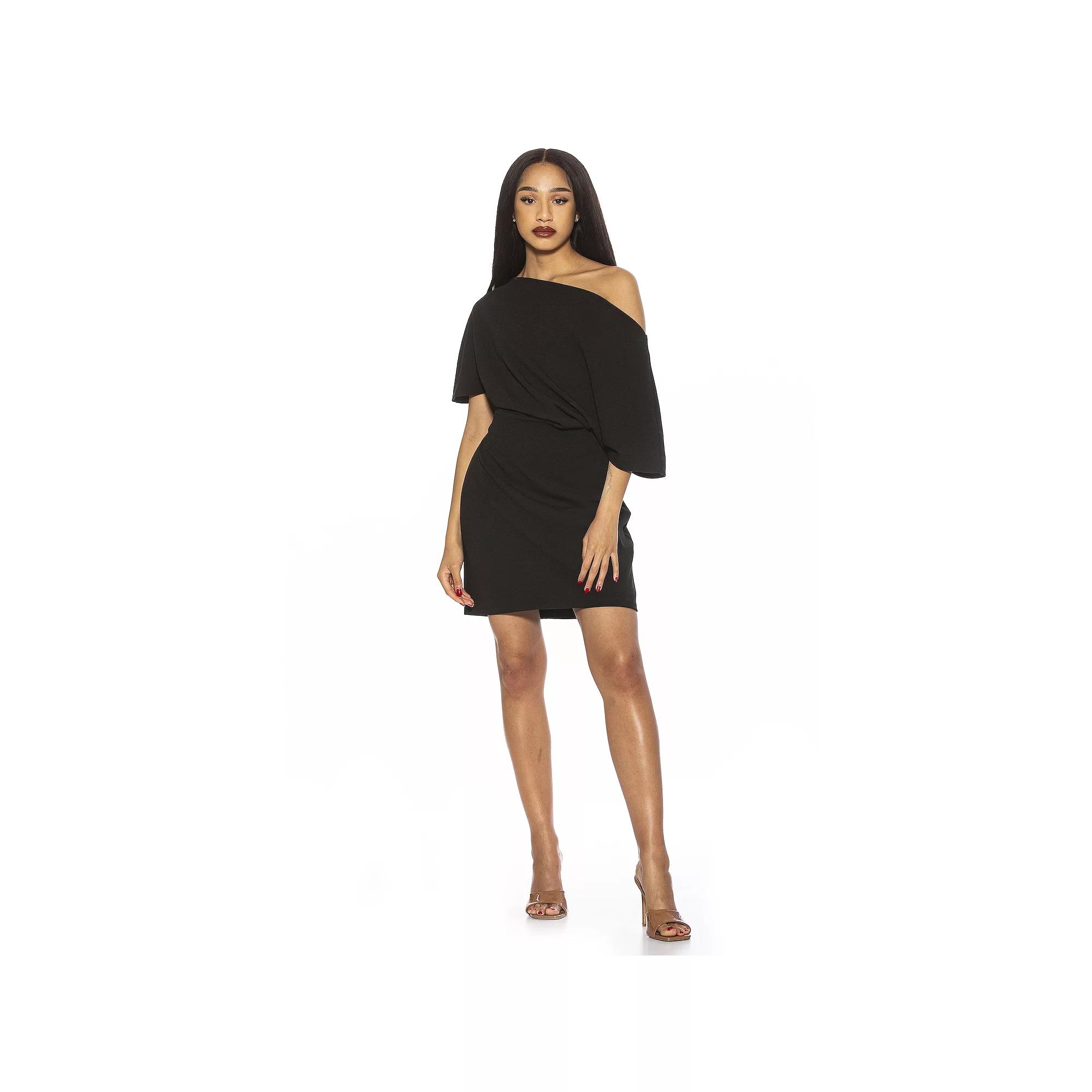 Women's ALEXIA ADMOR Draped Shoulder Mini A-Line Dress,  Product Image