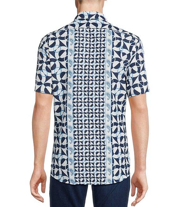 Cremieux Premium Denim Big & Tall Color Block Print Short Sleeve Woven Shirt Product Image