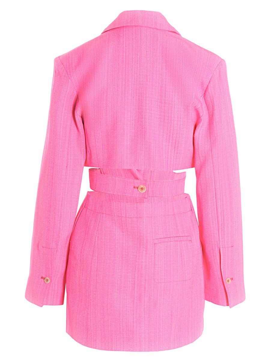 JACQUEMUS Bari Cutout Single-breasted Mini Blazer Dress In Pink Product Image