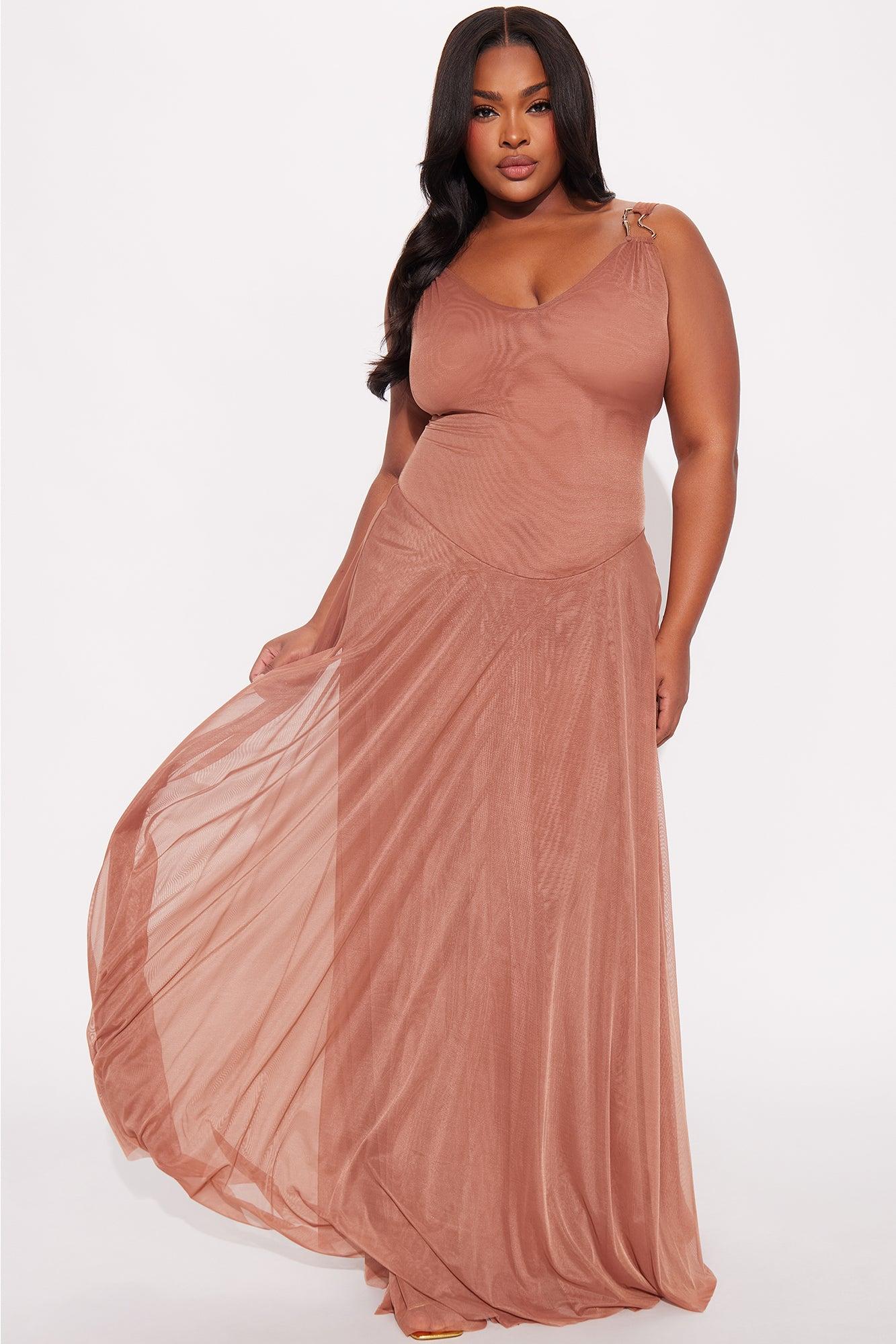 Bungalow Sheer Mesh Maxi Dress - Cognac Product Image