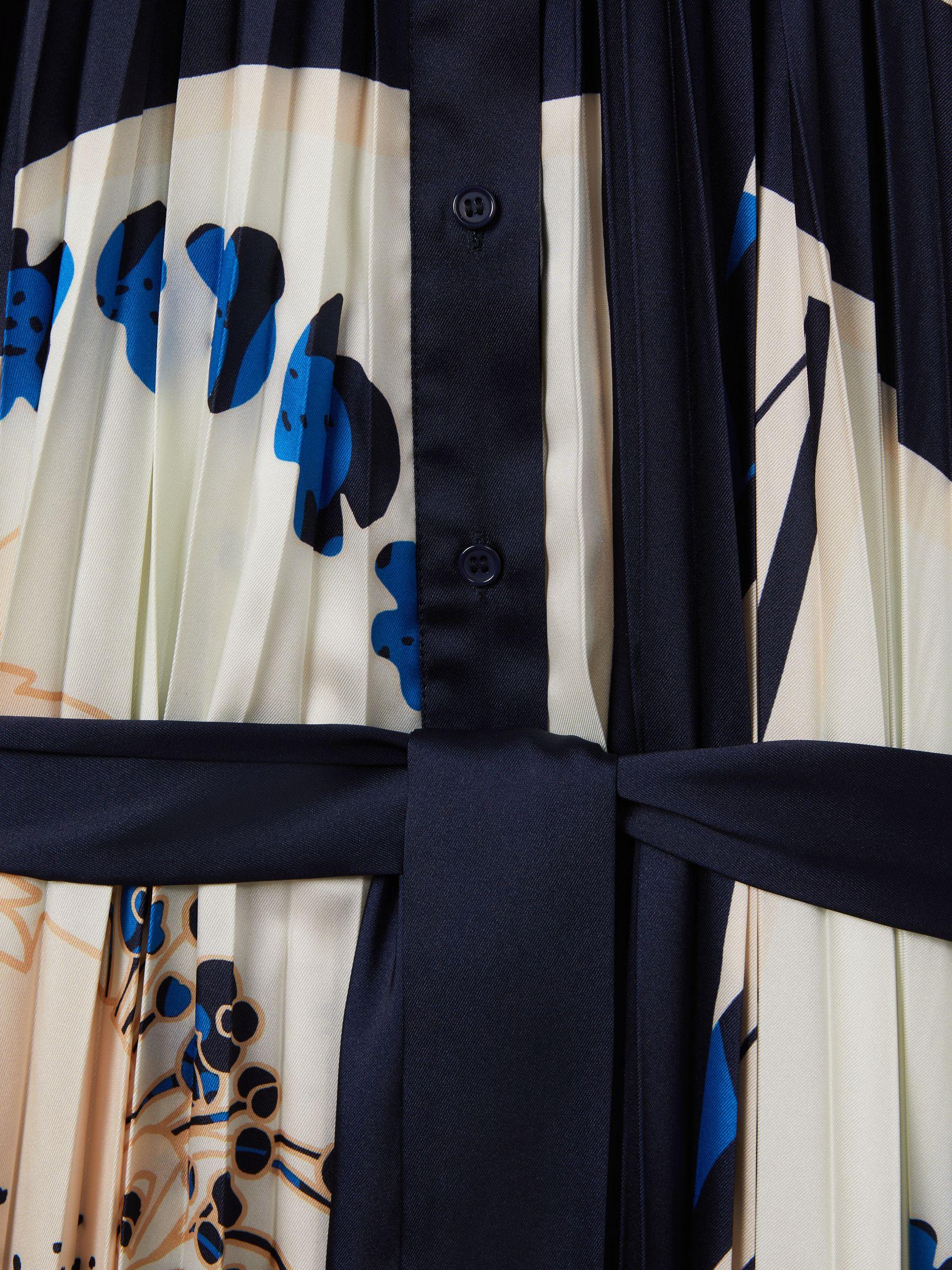 Printed Pleated Maxi Dress in Blue Product Image