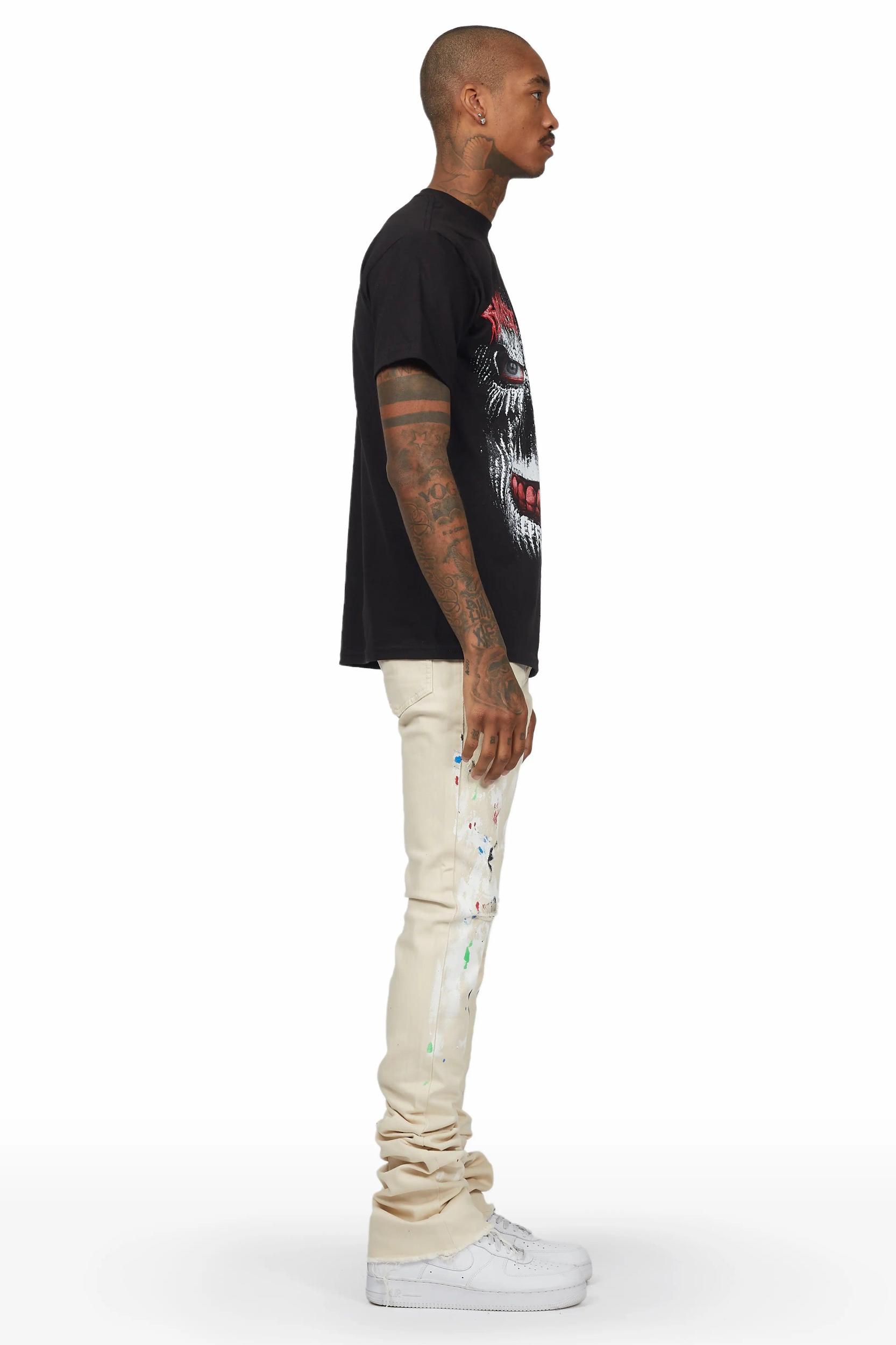 Mart Beige Painter Super Stacked Flare Jean Male Product Image