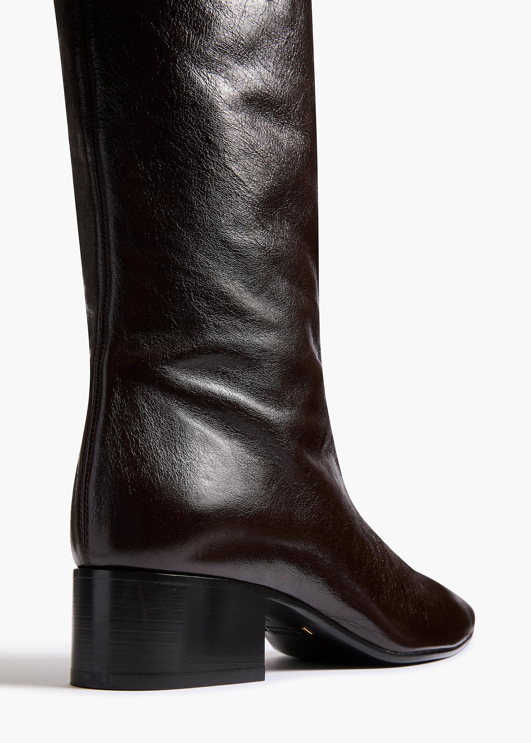 Andee Knee-High Boot in Black Glazed Leather Product Image