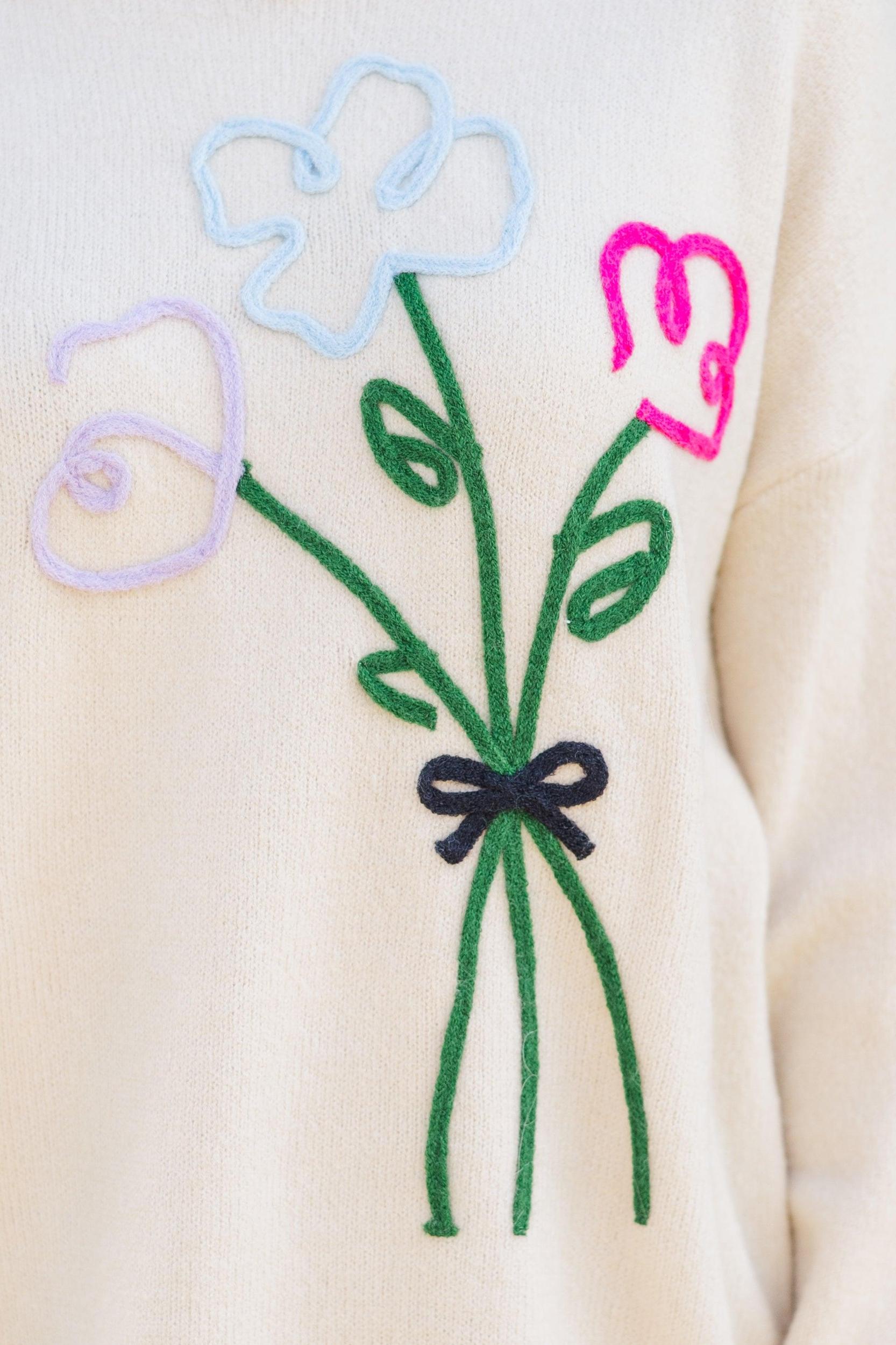 Keep You Close Taupe Bouquet Sweater Female Product Image