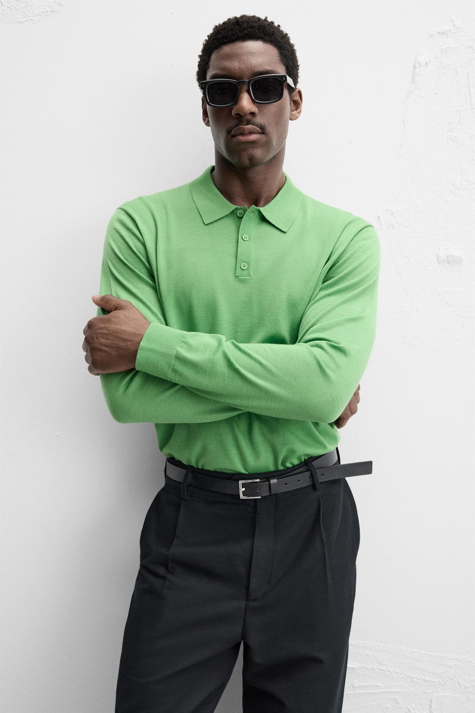 100% WOOL KNIT POLO SHIRT Product Image