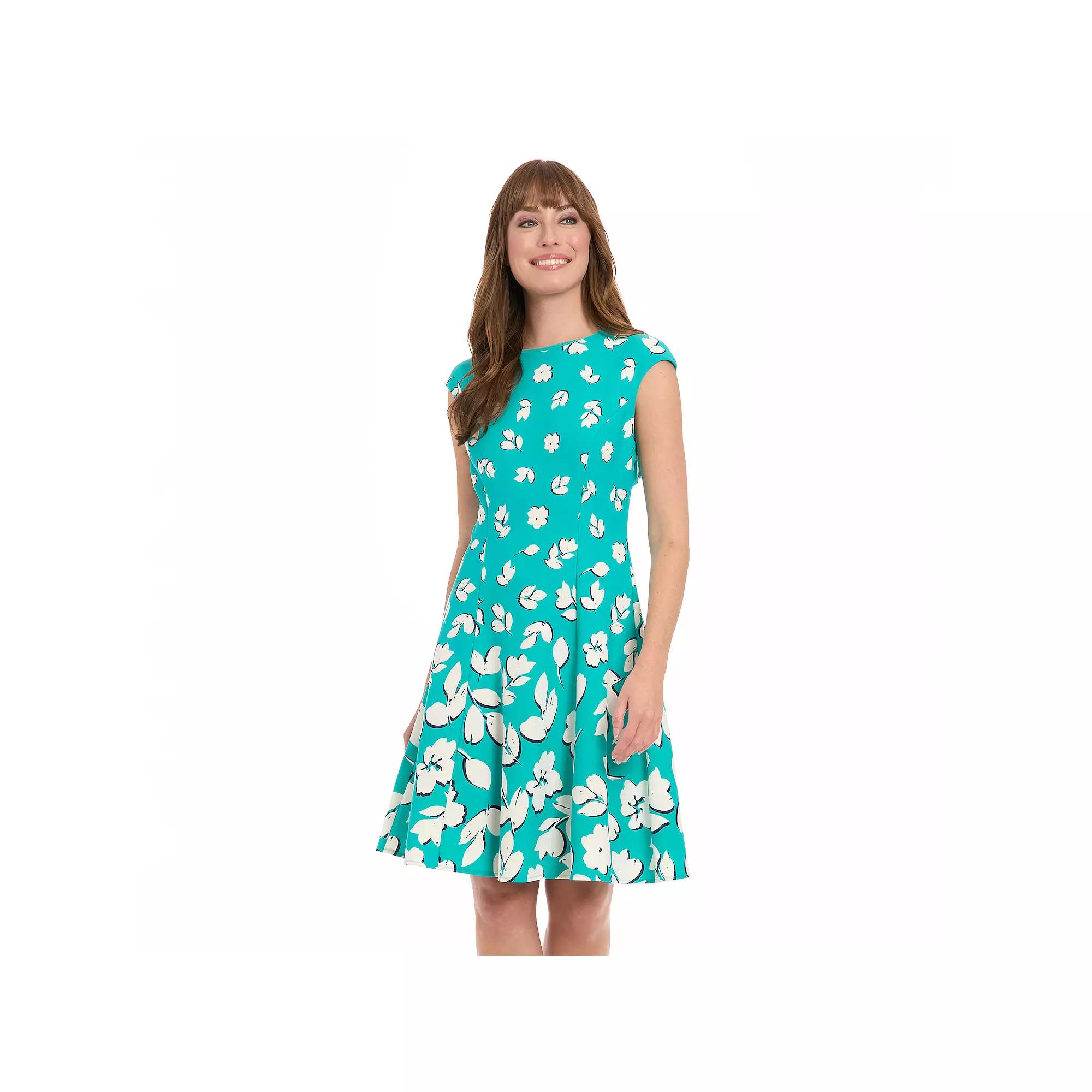 Women's London Times Cap Sleeve Fit & Flare Dress, Size: 8, Green Product Image