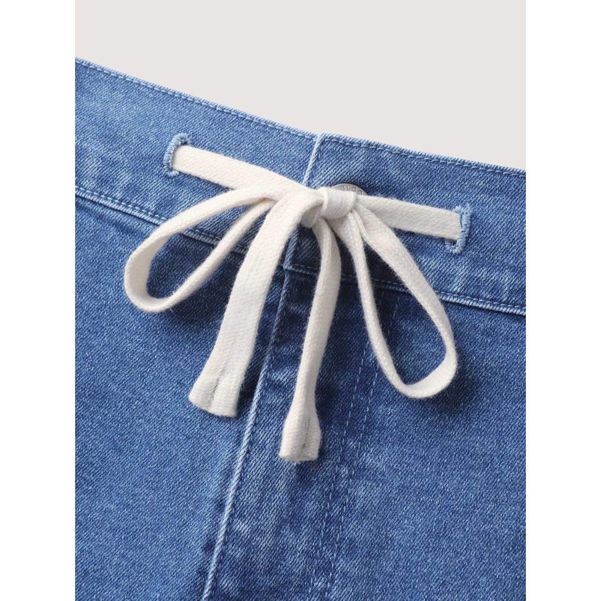 Plus Size Stretch No-Gap Elastic Waist Jeans Women Midblue Leisure High stretch Slanted pocket Jeans BloomChic 28/5X Product Image