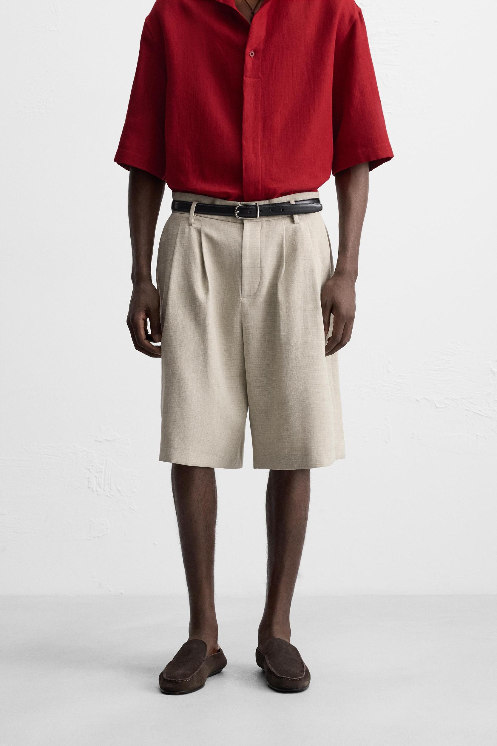 PLEATED WIDE FIT BERMUDA SHORTS Product Image