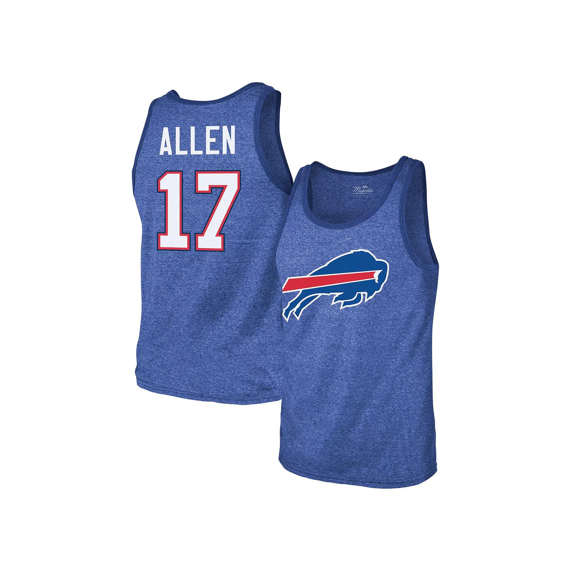Men's Majestic Threads Josh Allen Royal Buffalo Bills Tri-Blend Player Name & Number Tank Top, Size: Large, Blue Product Image