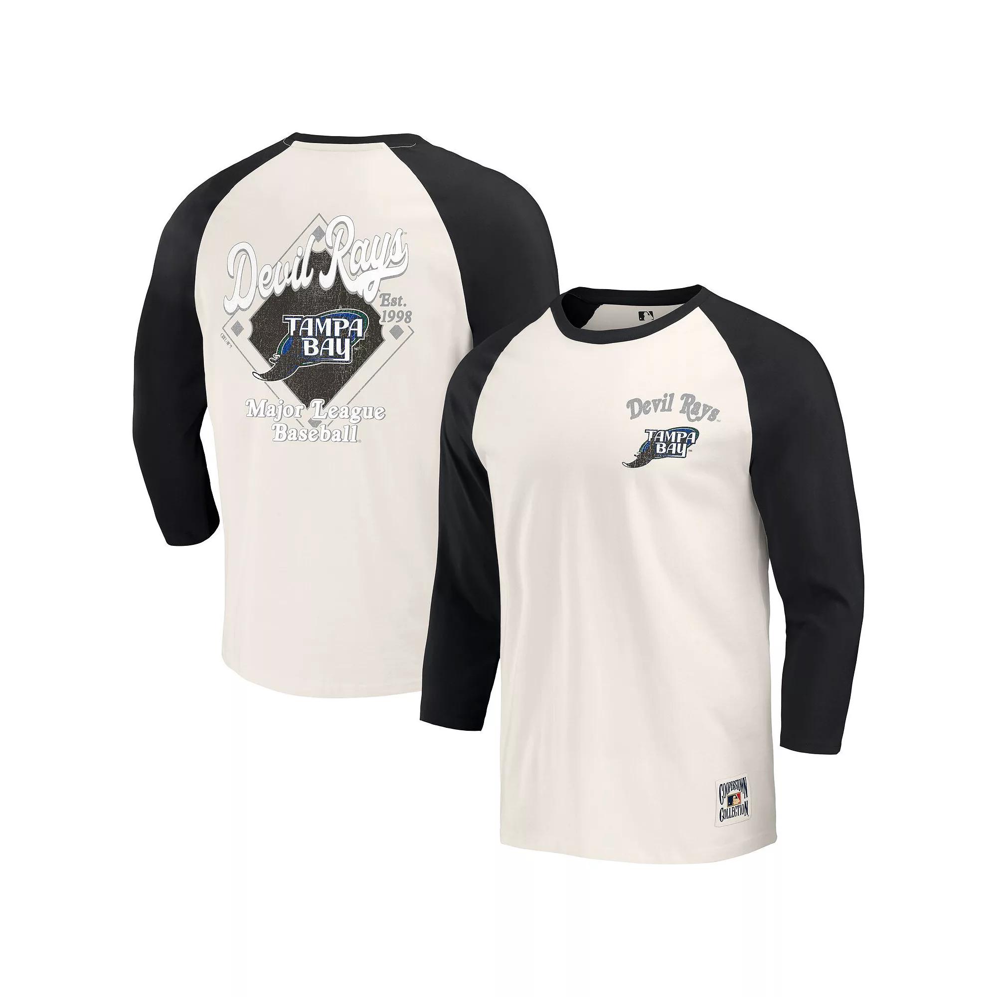 Men's Darius Rucker Collection by Fanatics Black/White Pittsburgh Pirates Cooperstown Collection Raglan 3/4-Sleeve T-Shirt,  Product Image