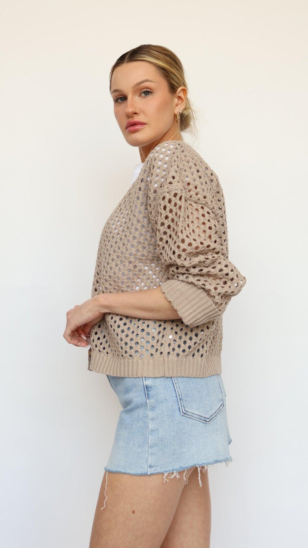 Crochet Button Up Cardigan Product Image