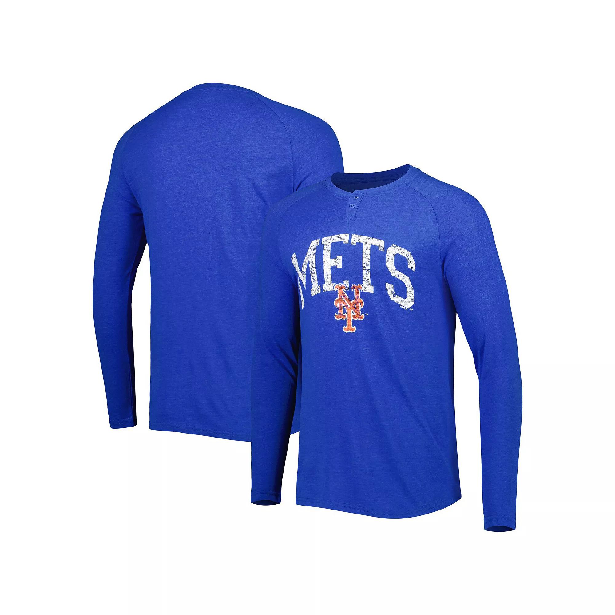 Men's Concepts Sport Royal New York Mets Inertia Raglan Long Sleeve Henley T-Shirt, Size: 3XL, Blue Product Image