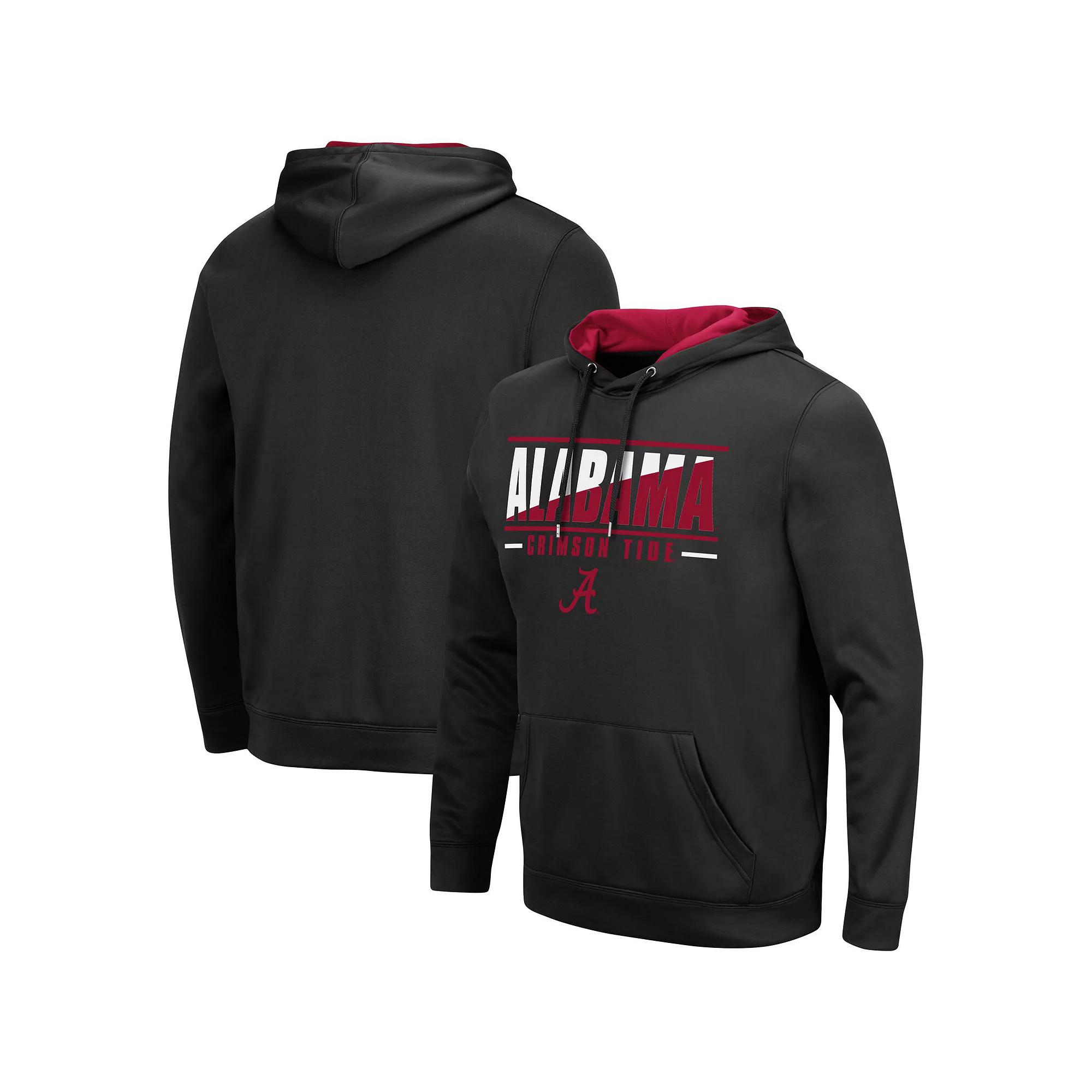 Men's Colosseum Black Wisconsin Badgers Slash Stack 2.0 Pullover Hoodie,  Product Image