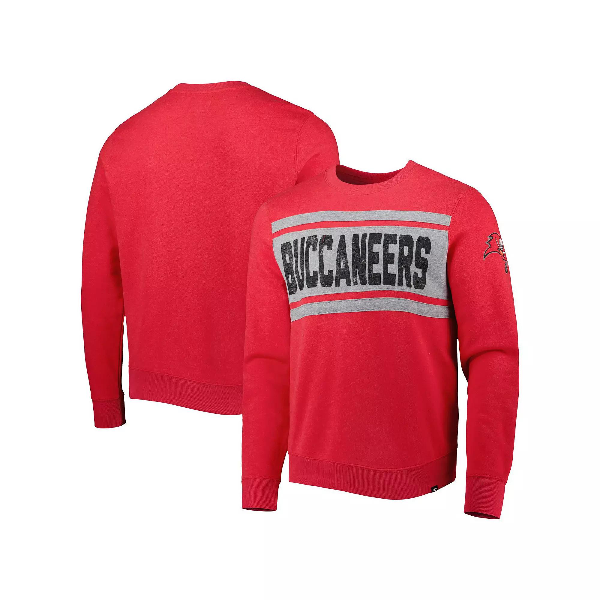 Men's '47 Heathered Red Tampa Bay Buccaneers Bypass Tribeca Pullover Sweatshirt,  Product Image