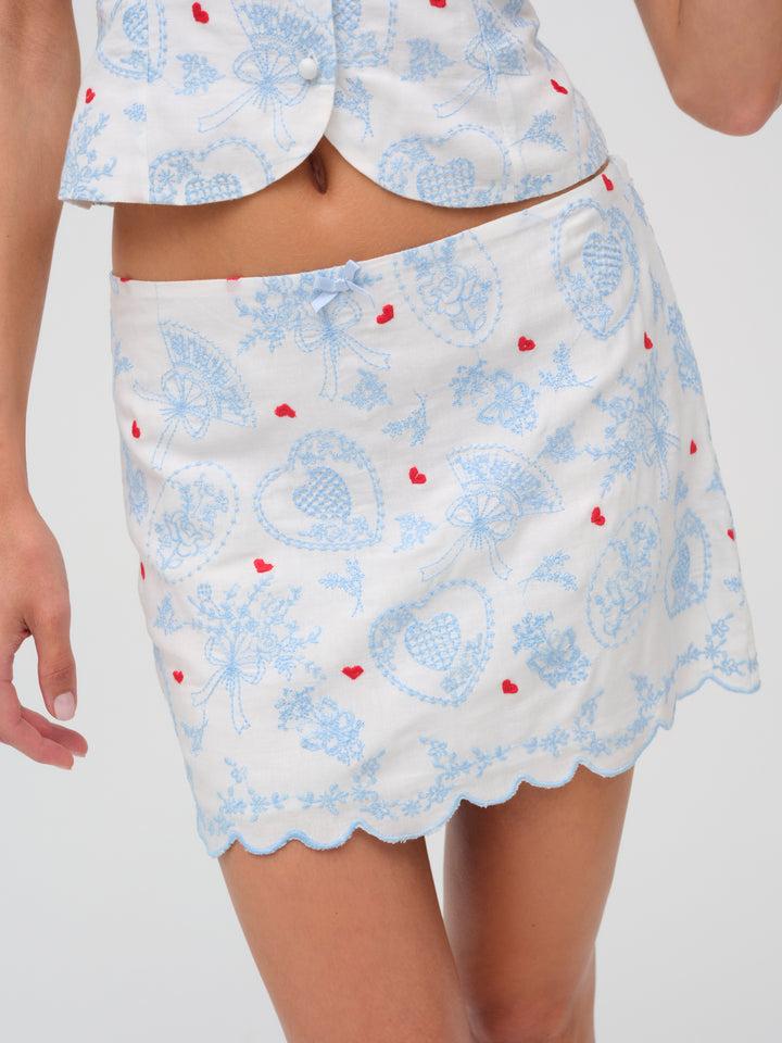 Livia Linen Mini Skirt — White Product Image