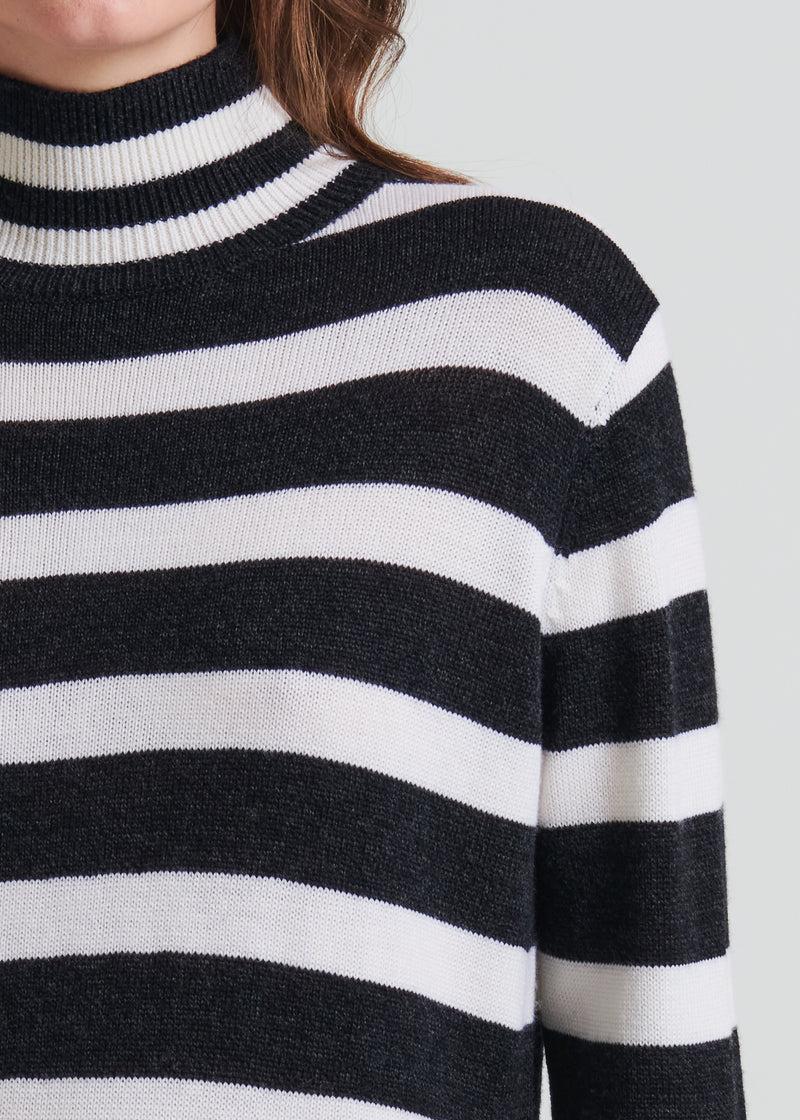 Patrick Assaraf Extra-Fine Merino Stripe Turtleneck Product Image