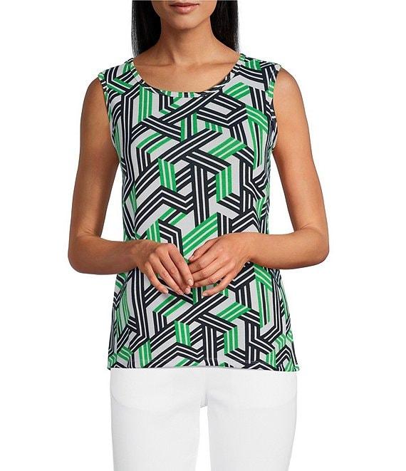 Multiples Knit Stripe Multi Long Sleeve Open-Front Matching Tank Top Set Product Image