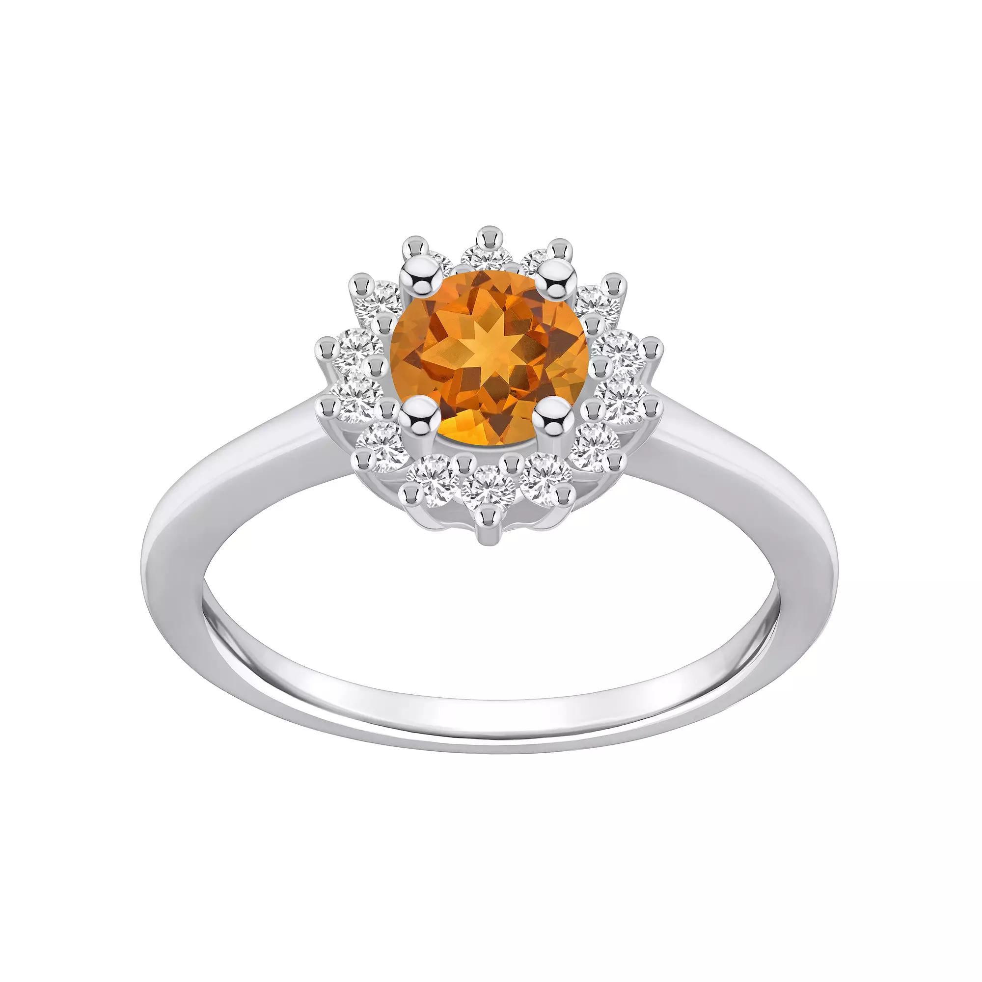 Alyson Layne 14k Gold Citine & 1/4 Carat T.W. Diamond Halo Ring, Womens Orange Product Image