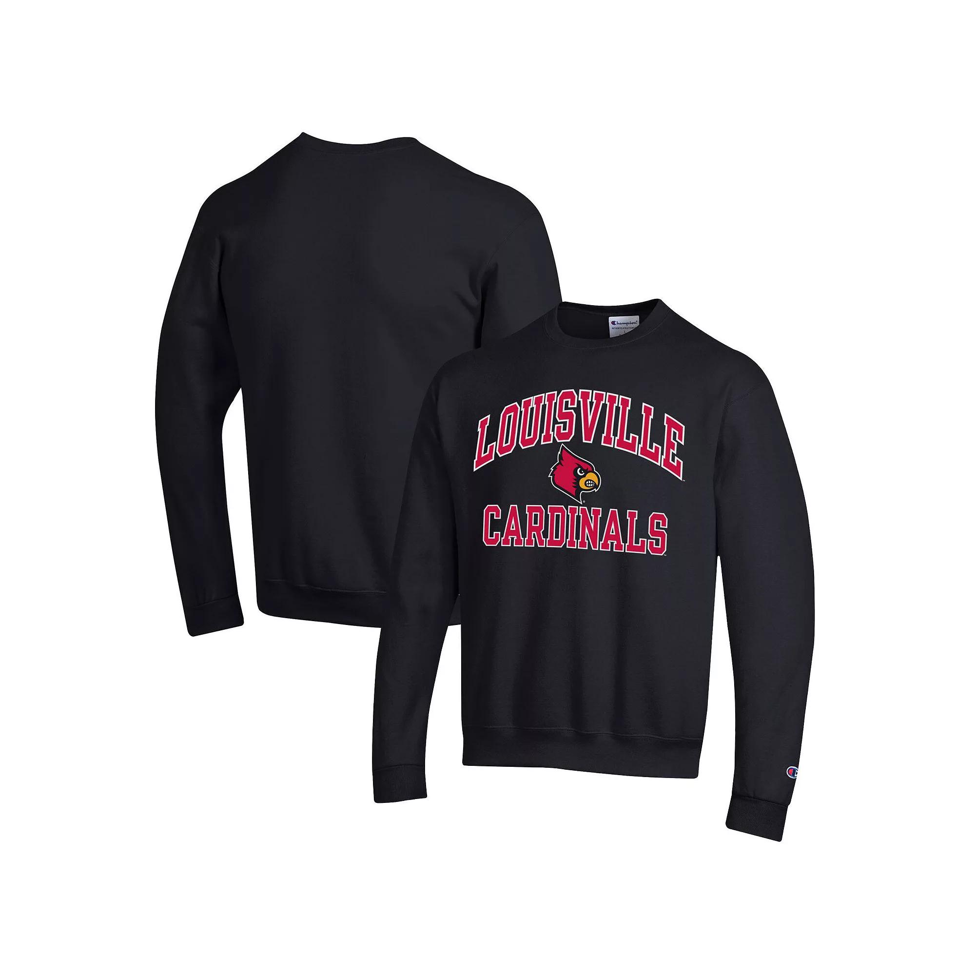 Men's Champion Black Louisville Cardinals High Motor Pullover Sweatshirt, Size: XL Product Image