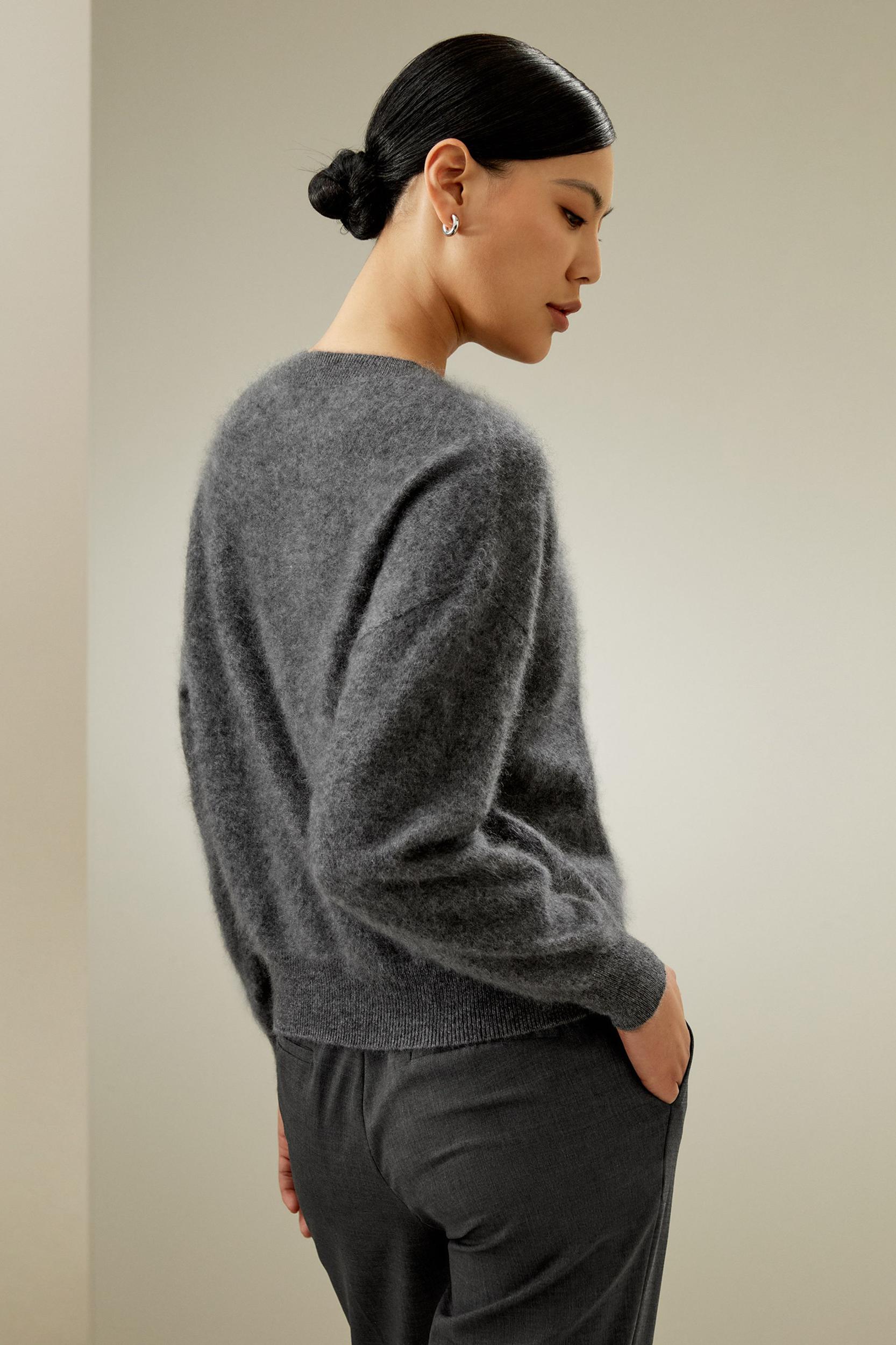 LILYSILK Womens 100 Cashmere Jumper - White Finest Cashmere - Stylish Drop Shoulder Sweater XS Product Image