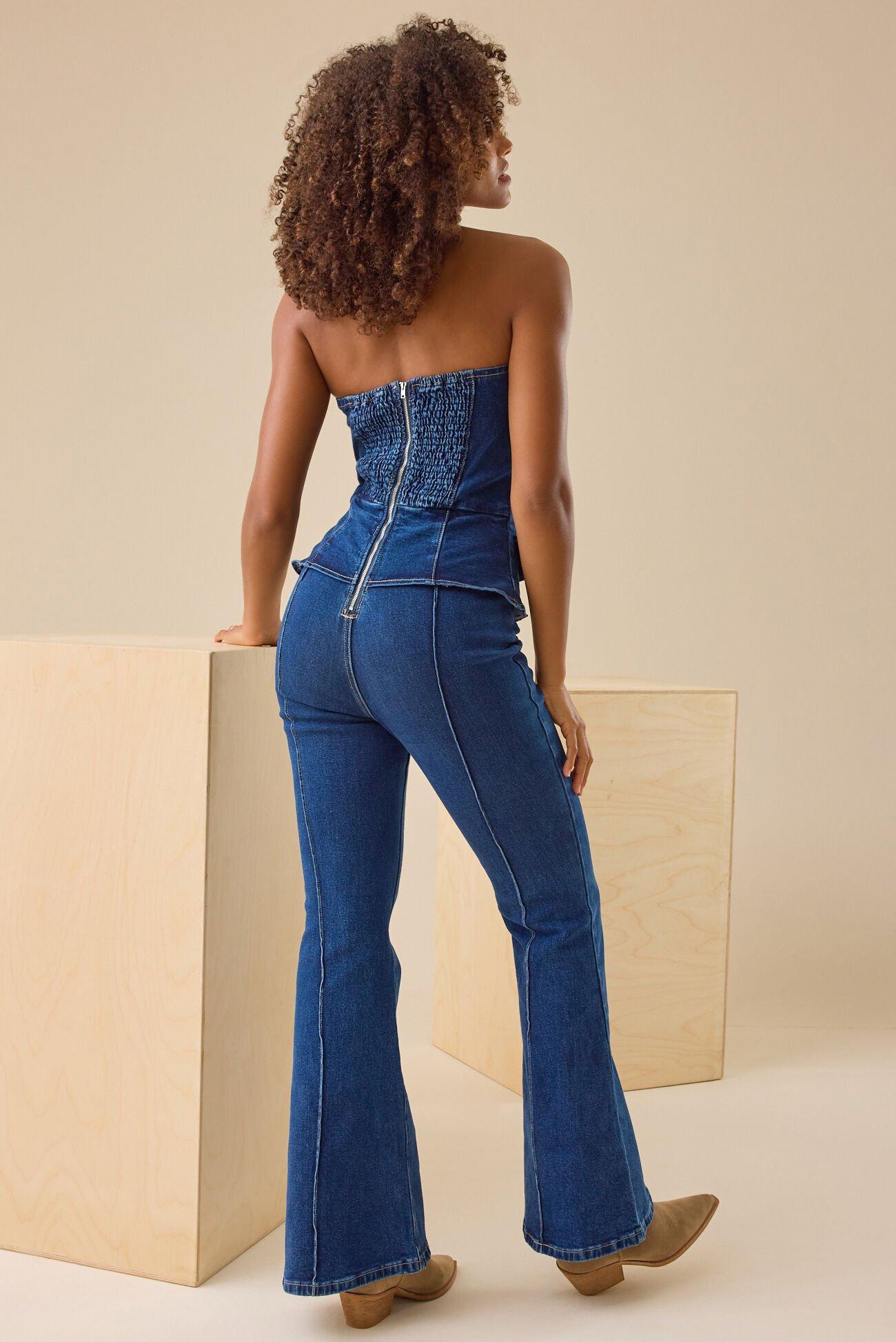 Keri Strapless Denim Jumpsuit Product Image