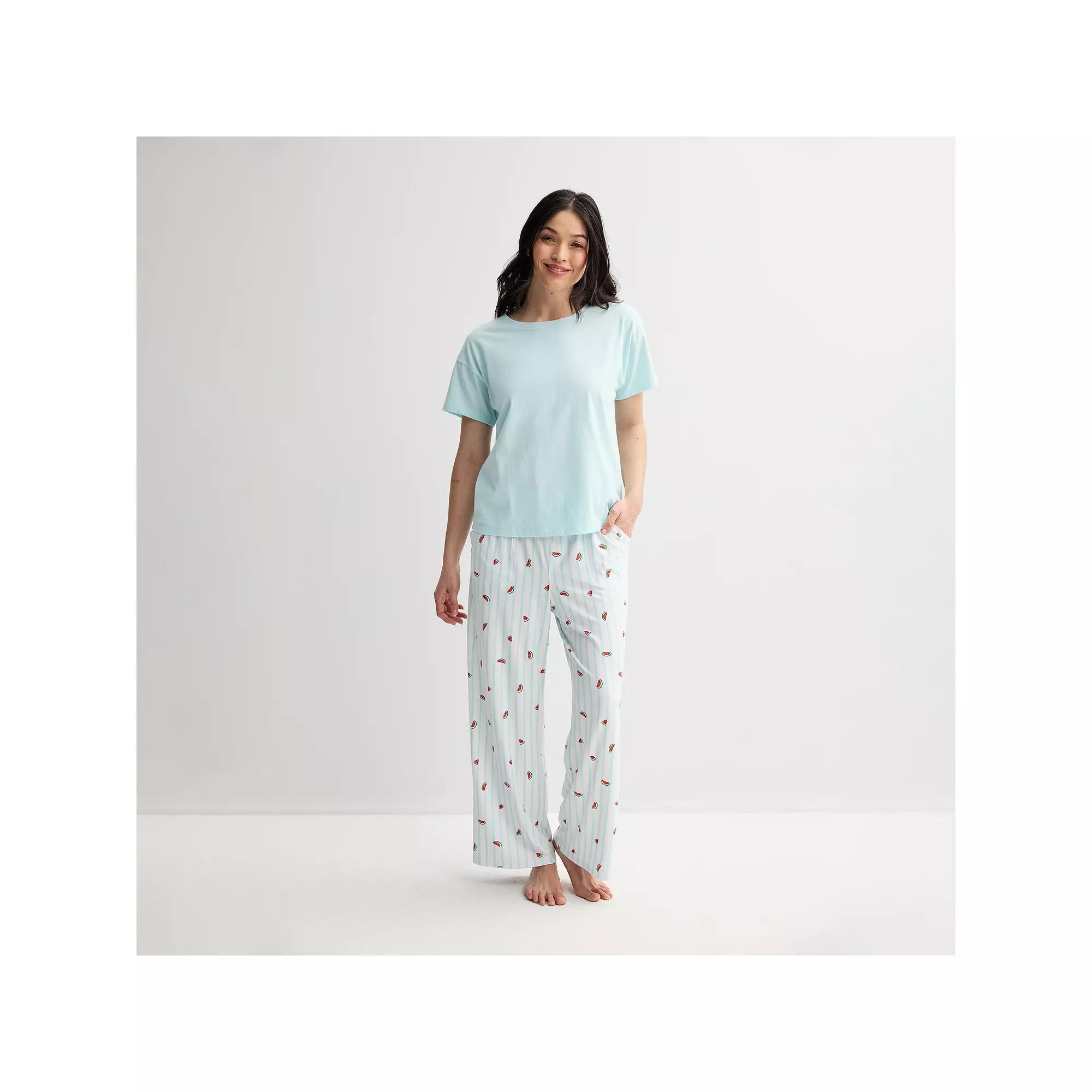 Petite Sonoma Goods For Life® Mom's Day Pajama Top & Pajama Pants Set, Women's, Size: XXL Petite, Blue Watermelon Product Image
