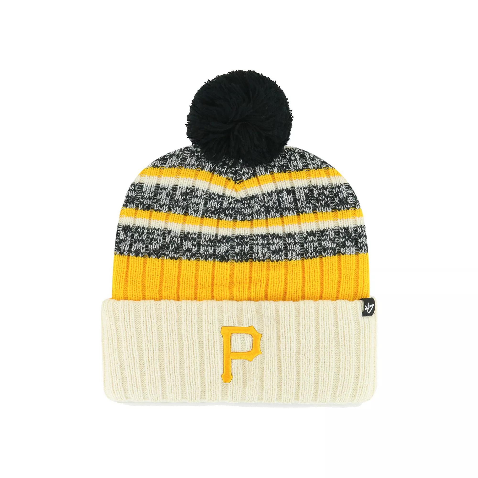 Men's '47 Natural Pittsburgh Pirates Tavern Cuffed Knit Hat with Pom, Beige Product Image