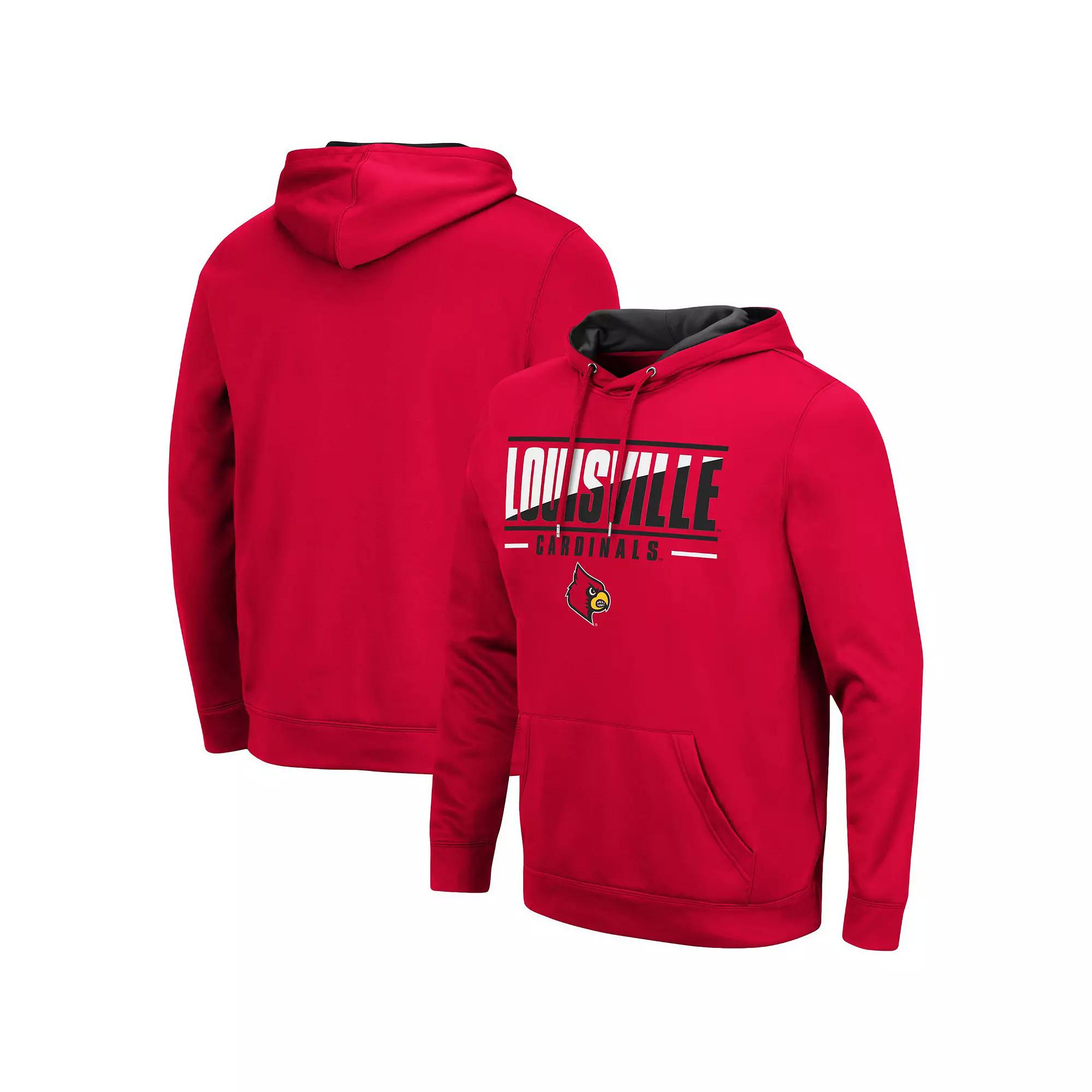 Men's Colosseum Red Louisville Cardinals Slash Stack 2.0 Pullover Hoodie, Size: Medium Product Image