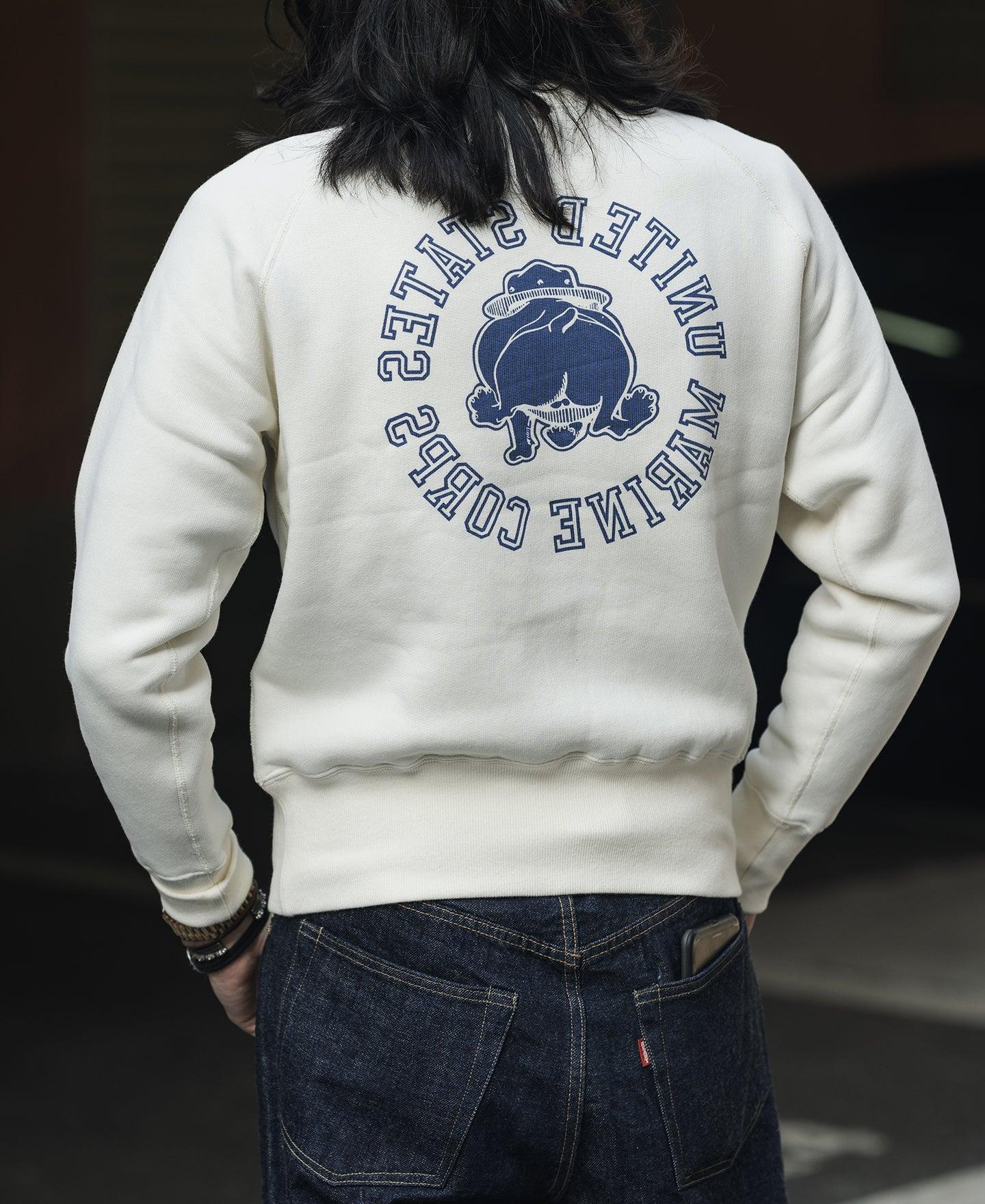 1980s Marine Devil Dog Raglan Sweatshirt - White Product Image