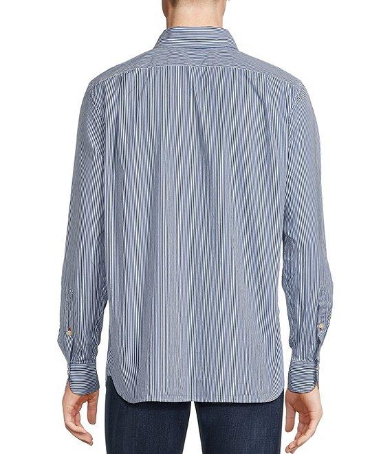 Cremieux Blue Label Classic Fit Capri Washed Mini Stripe Poplin Long Sleeve Woven Shirt Product Image
