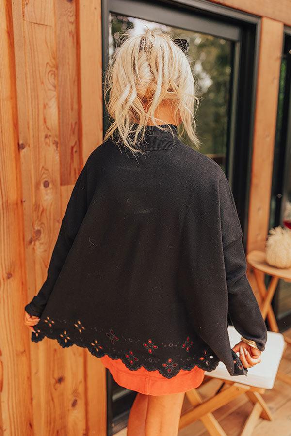 Kind Glance Eyelet Sweater in Black Product Image